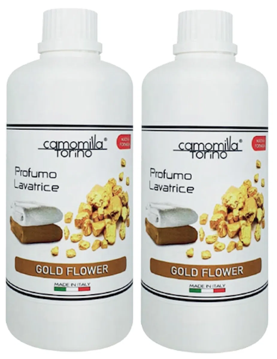 Set 2 Profumi Concentrati per Bucato Biancheria Lavatrice 500 ml.Preziosa Gold Flower. Camomilla Torino Italia.