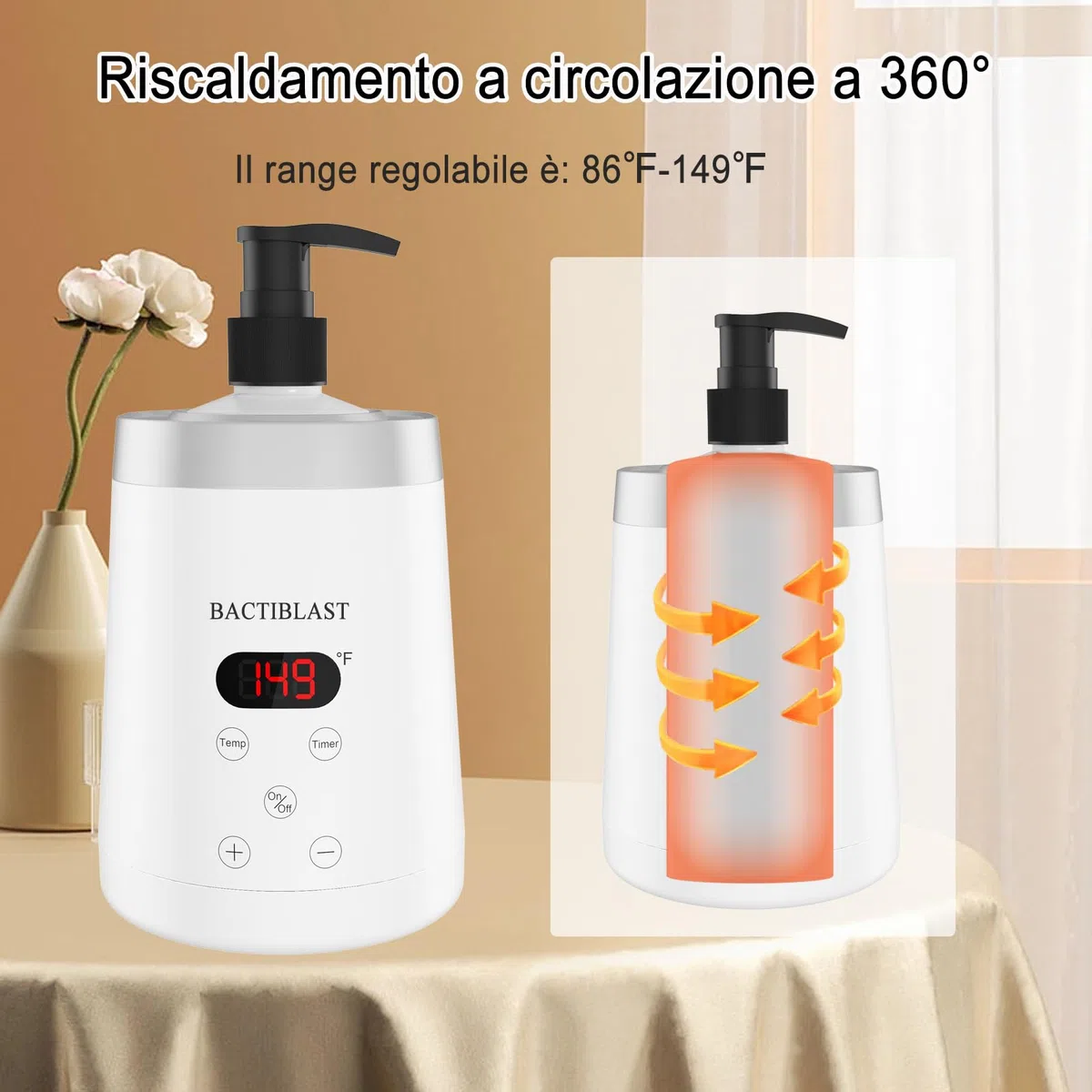 scalda olio da massaggio, scalda olio con due dispenser, Scalda lozioni indicatore a LCD, Scalda oli per massaggi per spa salone per uso domestico (Bianco)