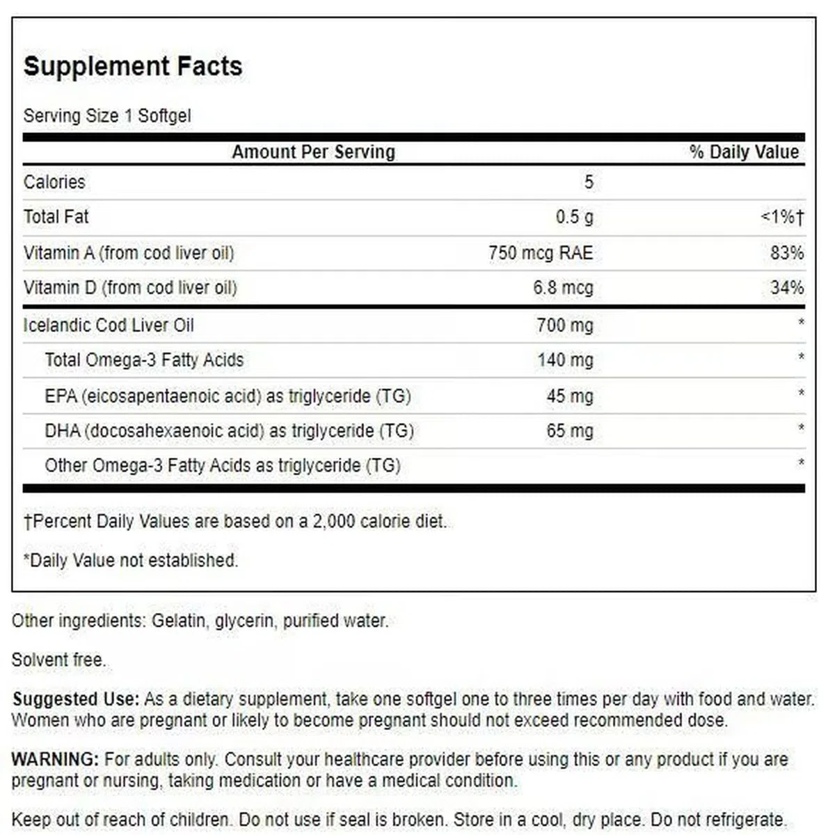Swanson Cod Liver Oil, 700mg Double-Strength - 250 softgels