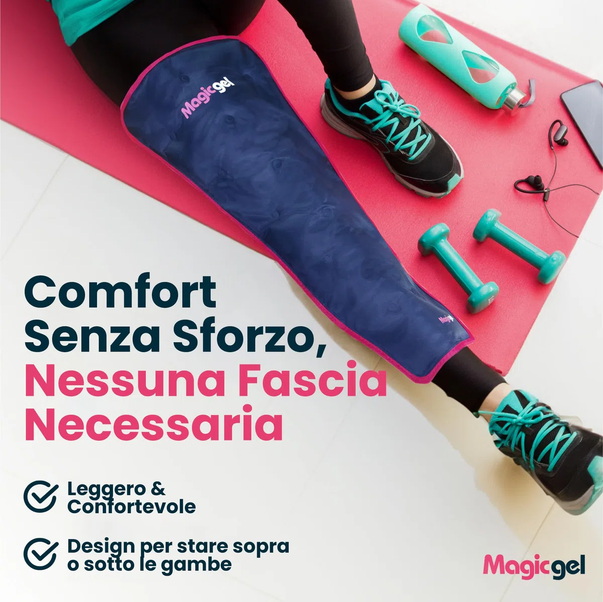Impacco di ghiaccio per le gambe - Terapia del freddo professionale - Riduce dolore, gonfiore e infiammazione - Riutilizzabile per lesioni, distorsioni, artrite e altro (di Magic Gel)