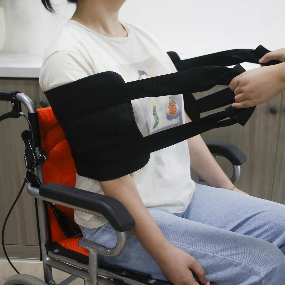 Cintura di trasferimento per letto da 80 cm, con manici imbottiti, per anziani, anziani, anziani, feriti, cintura di mobilità sicura per la cura del paziente