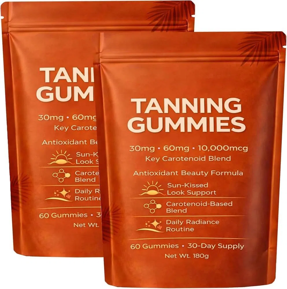 2026 Nuove Gomme Abbronzanti, Gomme Abbronzanti Abbronzatura Veloce Senza Sole, Astaxantina, Miscela di Betacarotene e Licopene con Vitamine C ed E, Migliorano il Tono Naturale della Pelle (2 pezzi)