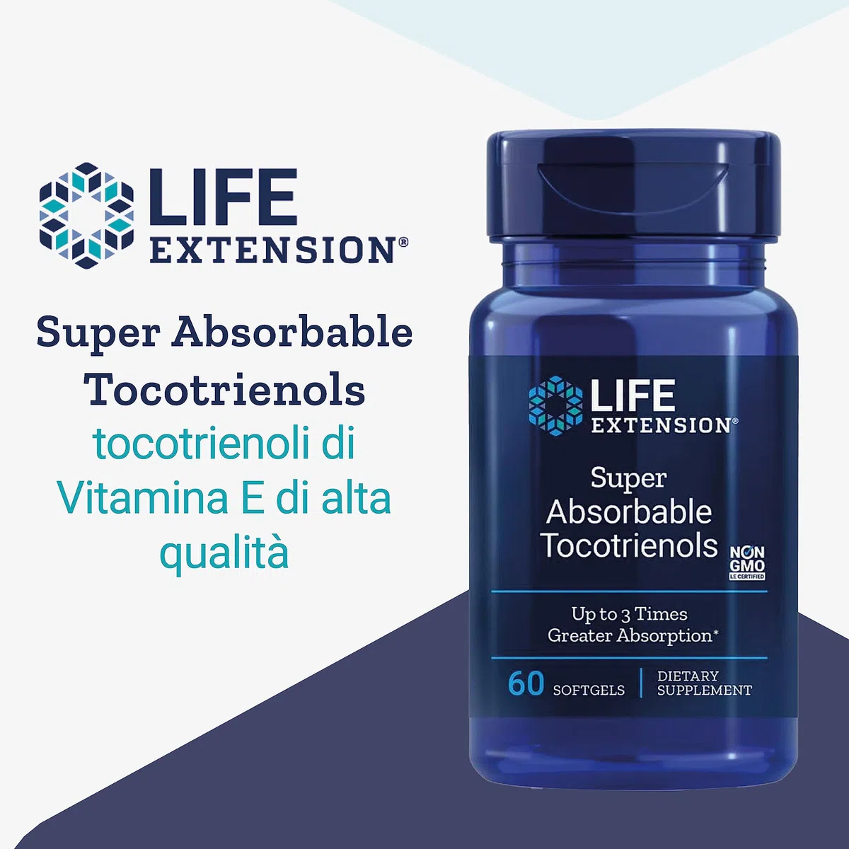 Life Extension, Tocotrienoli Superassorbibili, Vitamina E e Tocotrienoli, 60 Capsule molli, Testato in Laboratorio, Senza Glutine, Senza Soia, Non OGM