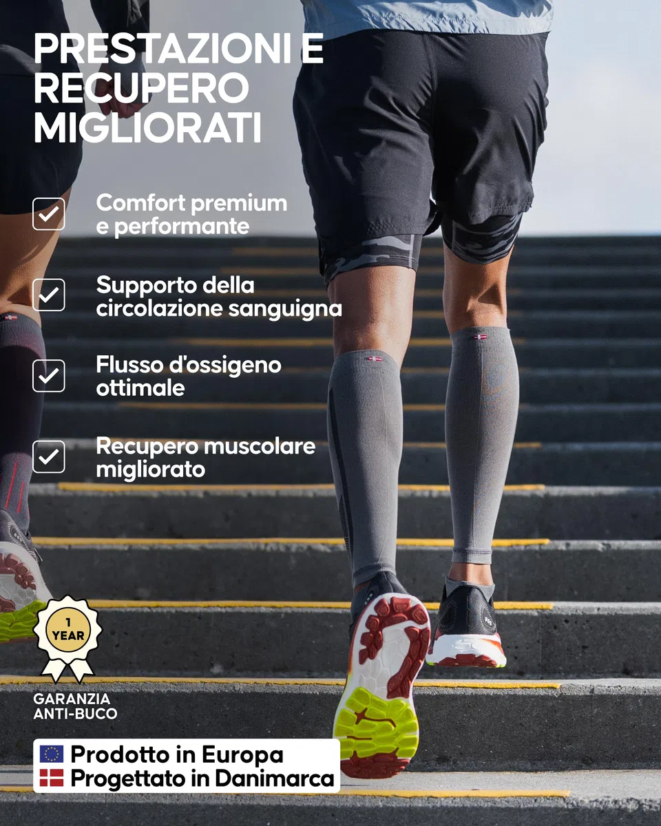 DANISH ENDURANCE Fasce a Compressione Graduata Uomo Donna, 21-26mmhg, Scaldamuscoli per Polpaccio, Gambaletti Compressione, 1 o 3 Paia