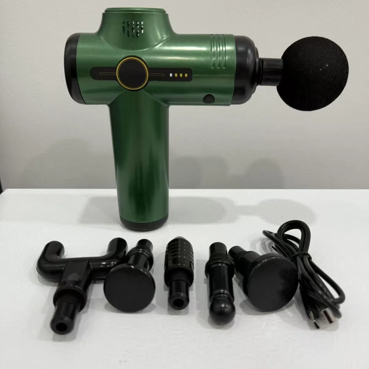 Pistola Massaggio Muscolare, Portatile Pistola Massaggiante Con 6 Livelli Regolabili e 6 Testine, per Schiena, Collo e Corpo (Verde)
