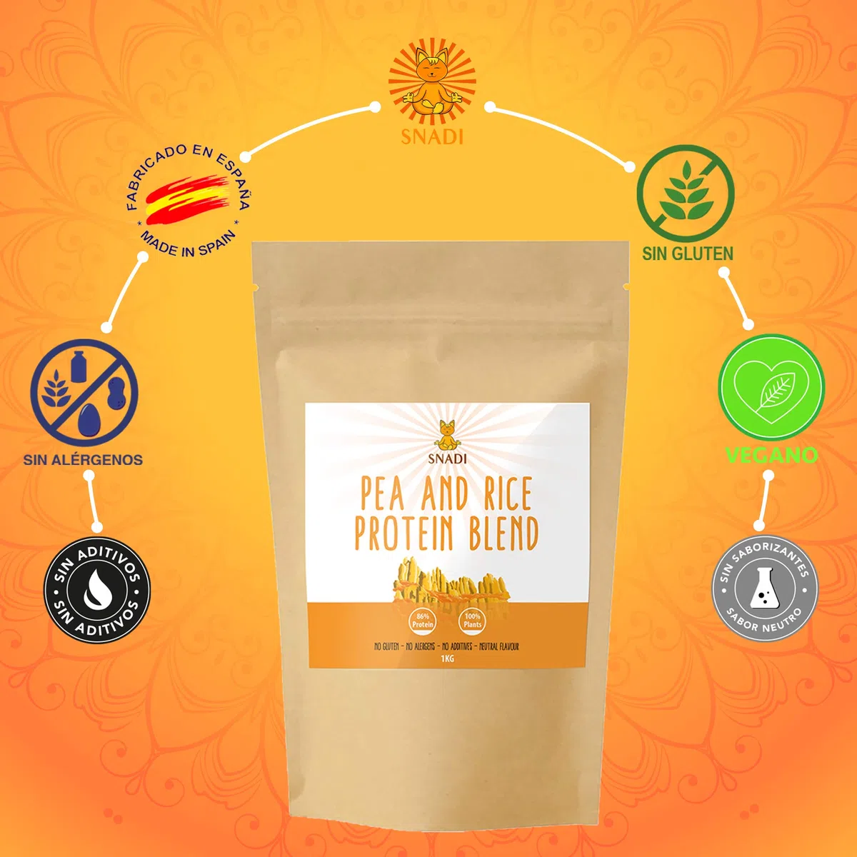 Proteina Vegana Isolata da Piselli e Riso | 1kg | 100% Pura | Alto Contenuto Proteico | Senza Glutine | Facile Digestione | Integratore Alimentare | Proteina Vegetale in Polvere