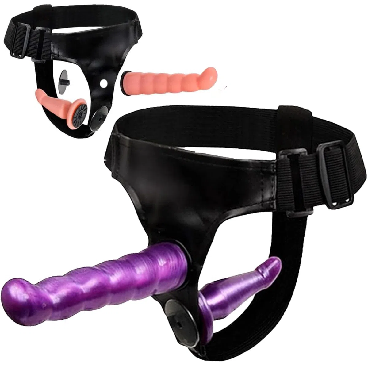 FOPS Strapon Doppio per Donne Coppie Uomo Donna 17.5cm 3.5cm Esterno 12cm 2.8cm TPR Morbido Dildo Strapon Indossabile Anale Realistico Lesbica Doppio Dildo Massimo Piacere D24-10