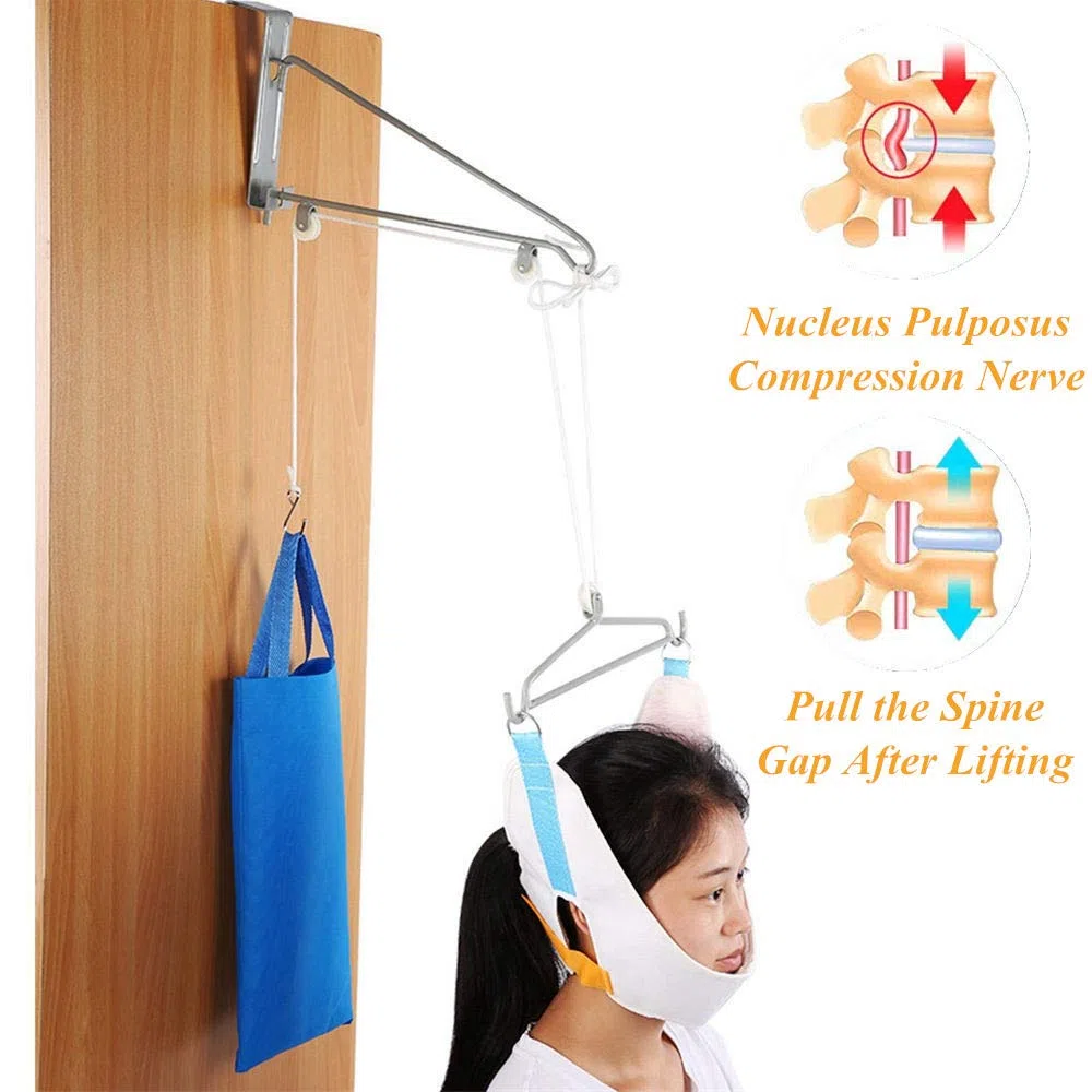 Kit di trazione cervicale, Kit Completo di trazione cervicale, Dispositivo di trazione cervicale di Dimensioni Regolabili Amaca Sollievo al Collo Sistema di trazione cervicale per Uomo per