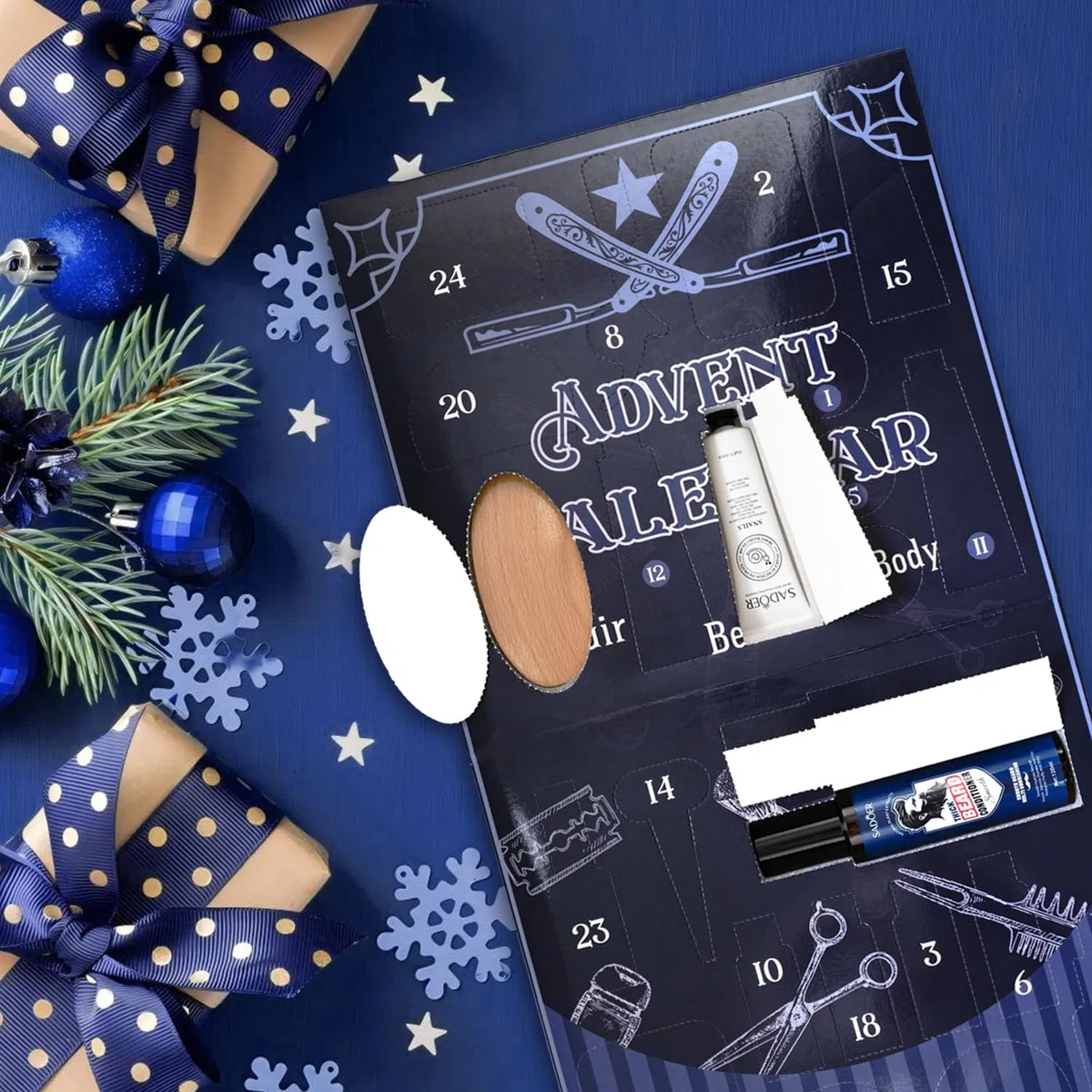 Calendario dell'Avvento 2025 per Uomo, 24pcs Premium per la cura della Barba, Calendario Natalizio per la cura Della Barba, Corpo, Viso, Barba e Capelli, Regali di Natale per Uomo Papà Nonno Marito