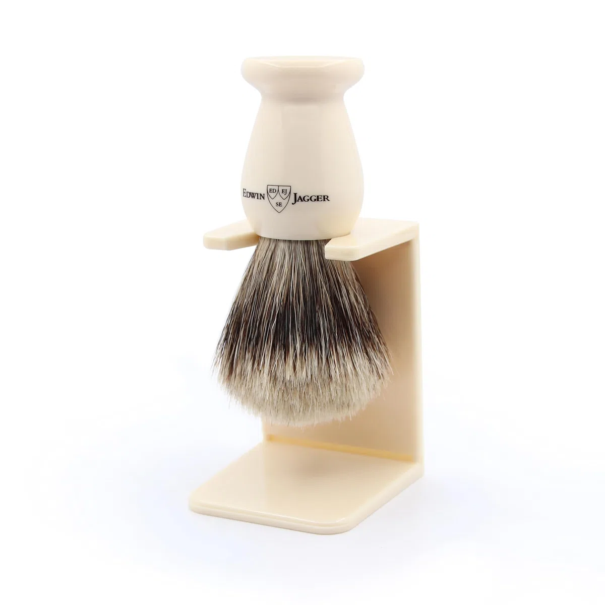 Edwin Jagger 1EJ947SDS I Migliori Capelli Classici Di Tasso Pennello Da Barba Esfoliante Con Supporto Per Crema Da Barba O Sapone Da Barba Per Uomo E Donna (Finto Avorio)