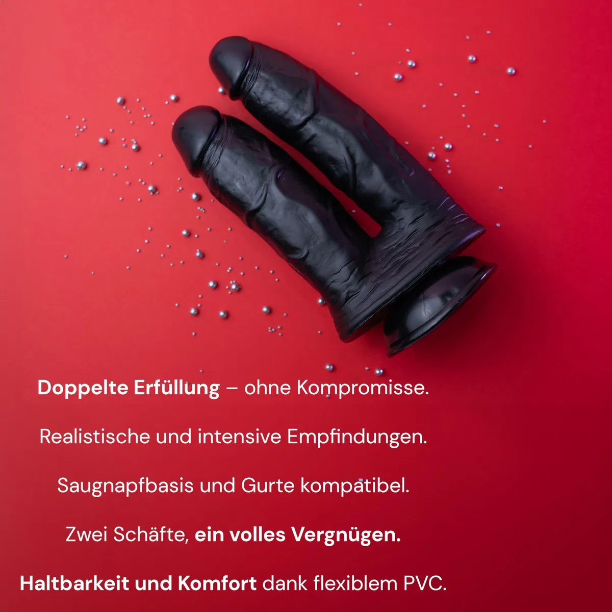 Doppio dildo extra spesso 730g con ventosa ⌀4,8cm Giocattolo sessuale per donne ideale per uso solitario esperienze estreme Dildo anale grande doppio dildo per donne anal nero FOPS D27XL