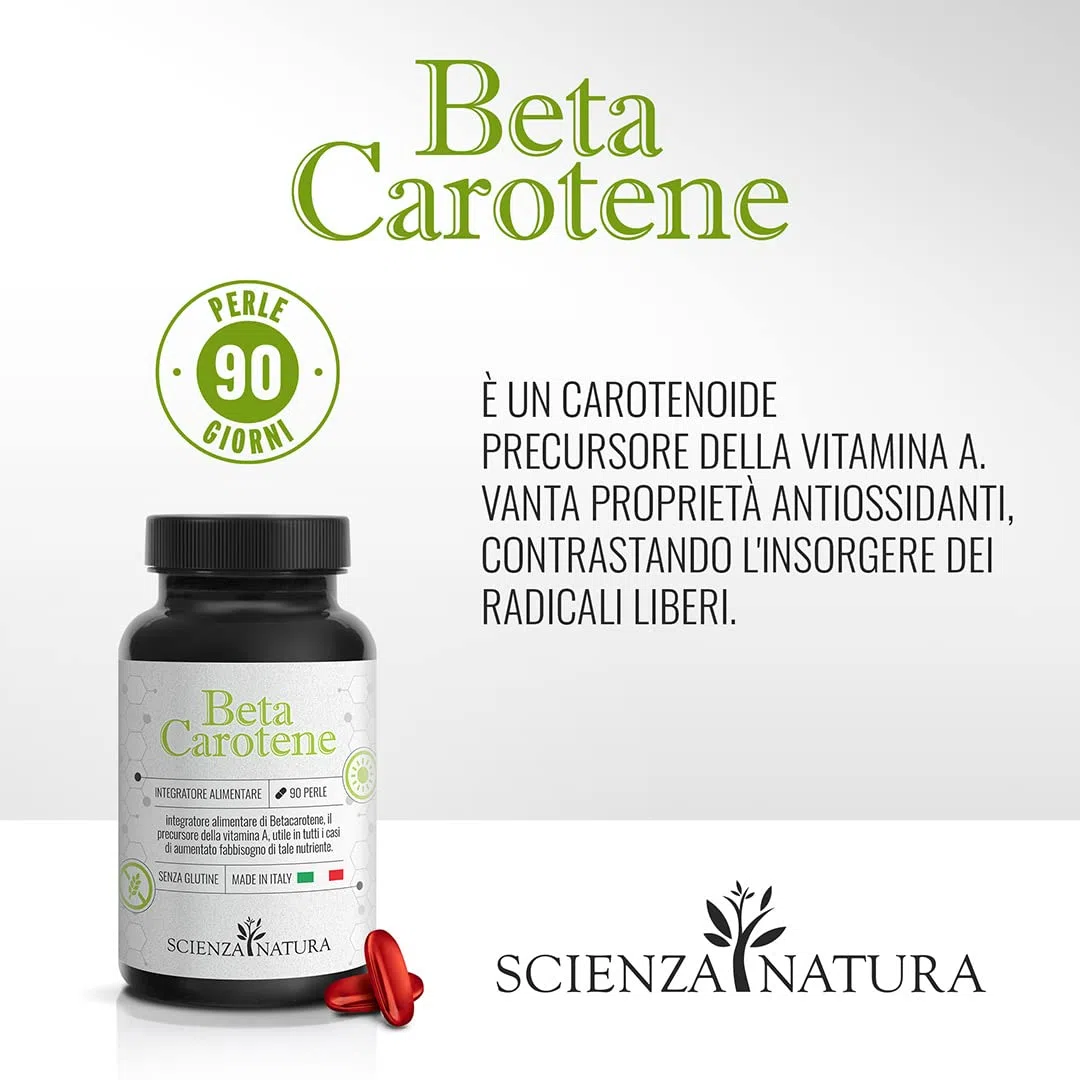 ScienzaNatura - Betacarotene per Abbronzatura Forte - Integratore per Attivatore Abbronzatura, Occhi e Pelle Made in Italy - 90 Perle