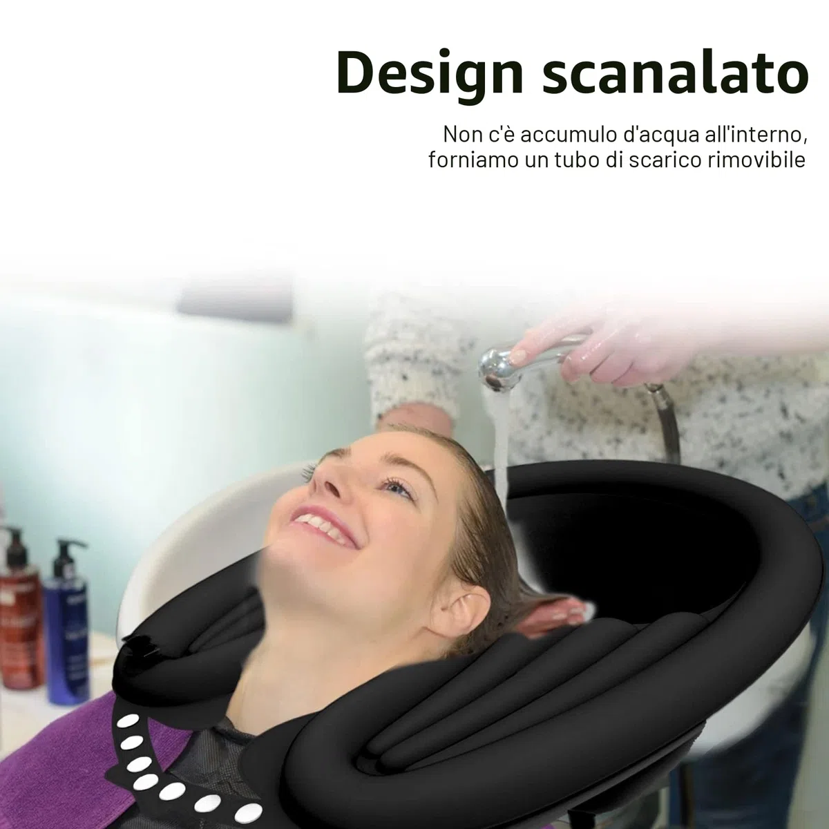 CDIYTOOL Bacino gonfiabile portatile per shampoo, per salone mobile, in PVC, pieghevole, per lavare i capelli, nero