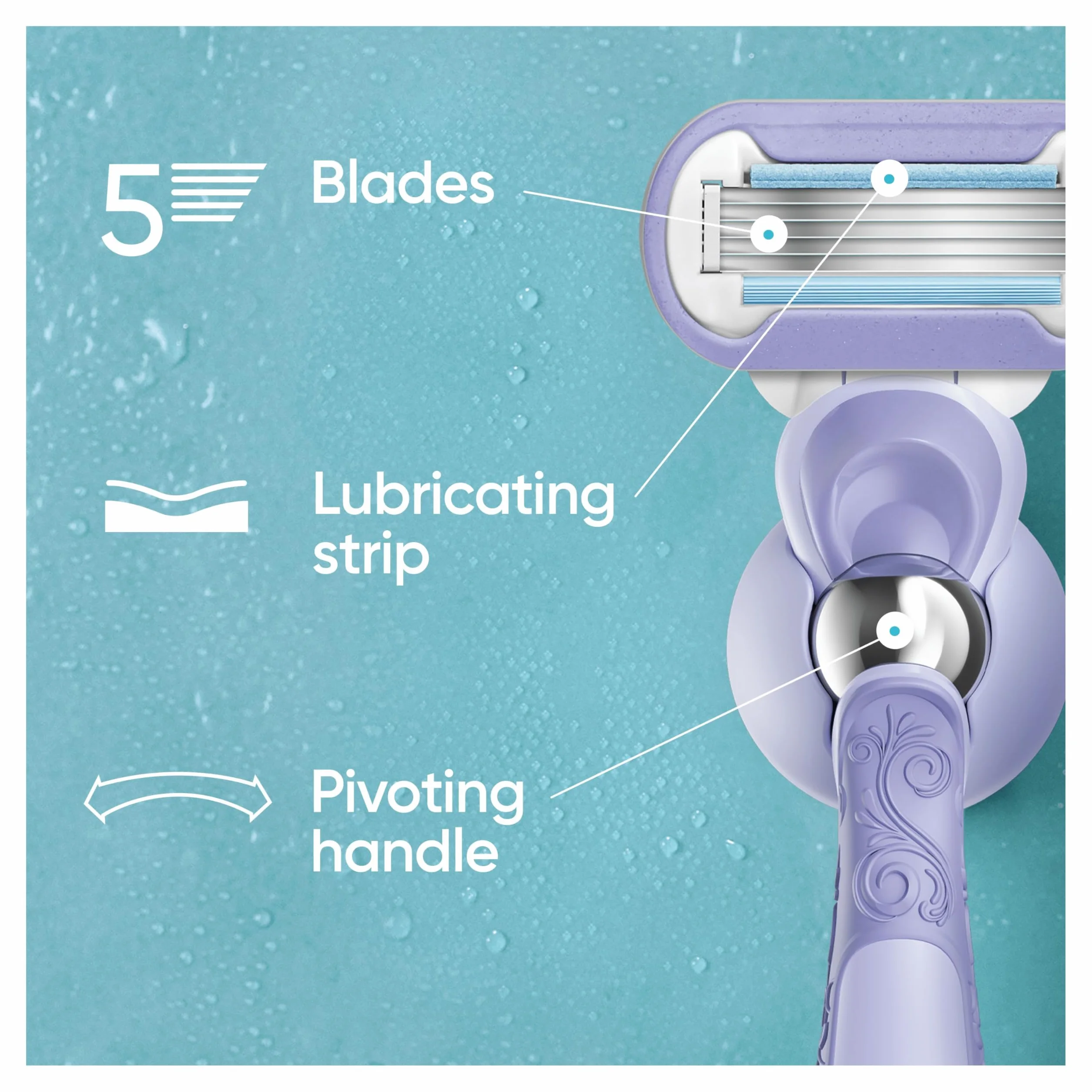 Gillette Venus Deluxe Smooth Swirl - Rasoio da donna + 9 lame con lama a 5 strati, regalo per donne