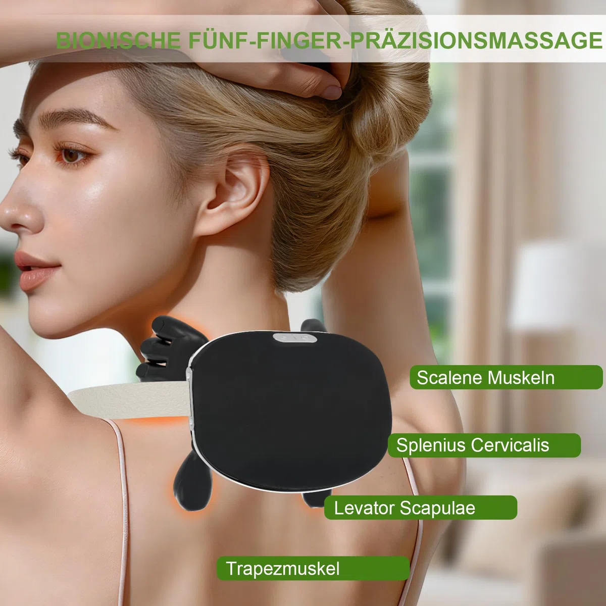 Massaggiatore per Collo, Massaggiatore per Spalle con Funzione di Calore, Massaggiatore Portatile 4D per Massaggi Profondi, 3 Tecniche di Massaggio, 2 Livelli di Temperatura, Massaggio per Casa