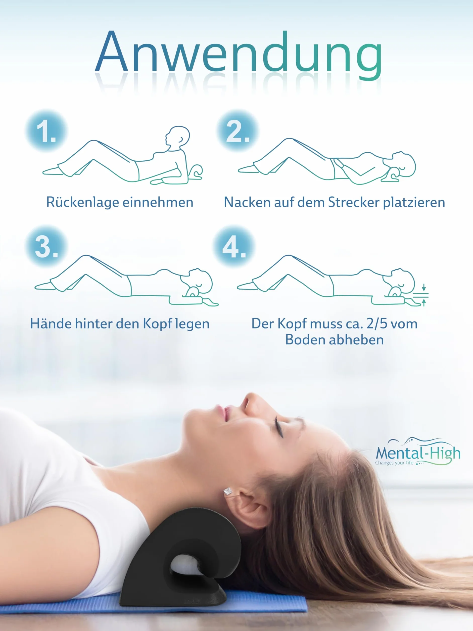 Estensore cervicale – Dispositivo ortopedico per l'allenamento cervicale per la correzione della postura e alleviamento del dolore – Supporto cervicale ergonomico per il rilassamento e