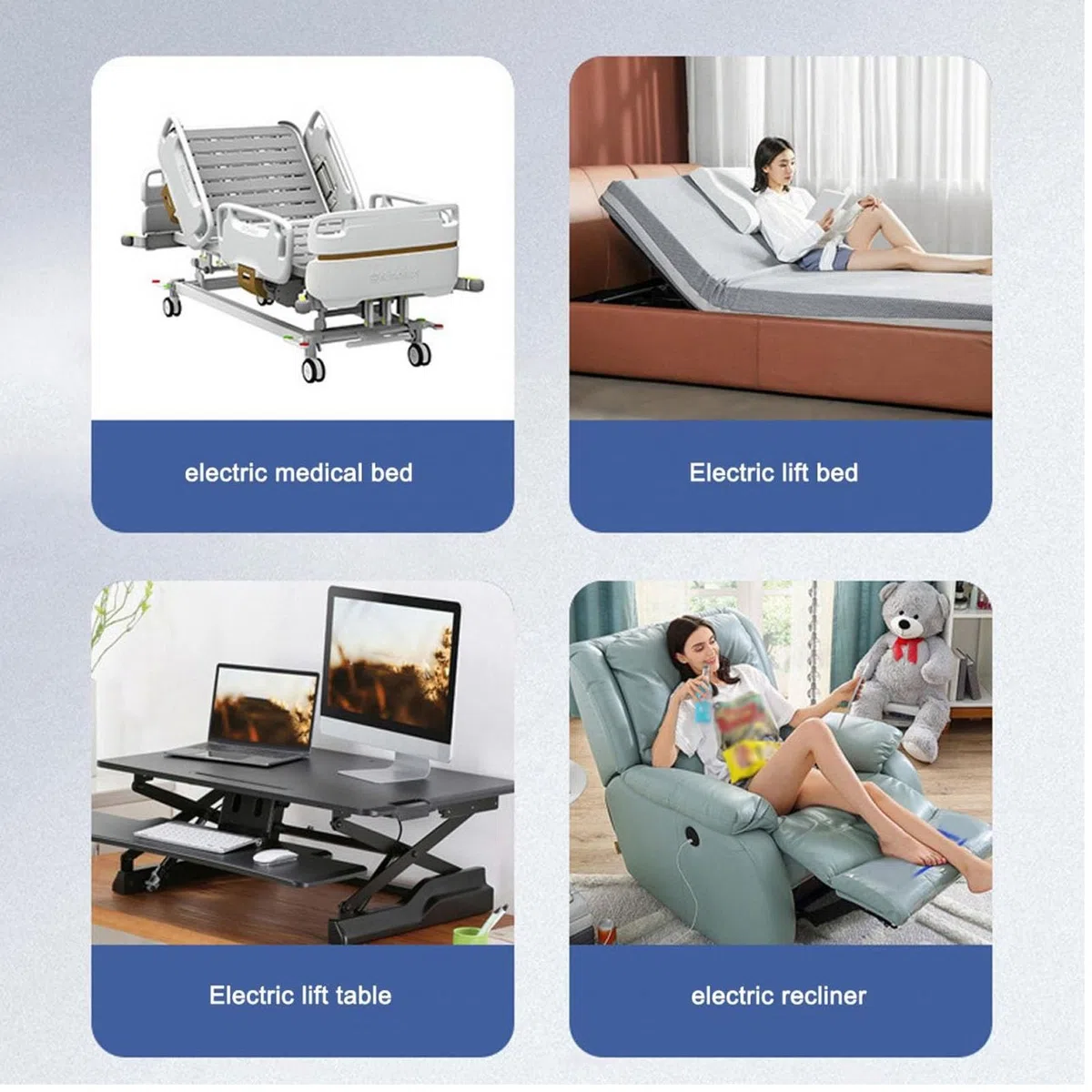 Controller manuale per sedia e telecomando per letto sollevabile con grado di protezione IP66 Controller elettrico a barra di spinta per poltrone reclinabili e letti regolabili con spina a 8 pin