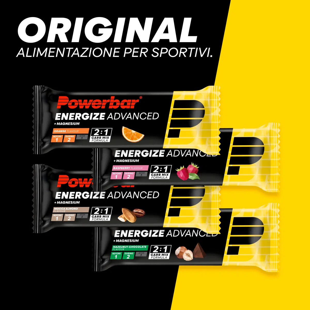 Powerbar - Energize Advanced - Orange - 15x55g - Barretta energetica ad alto contenuto di carboidrati - magnesio e sodio