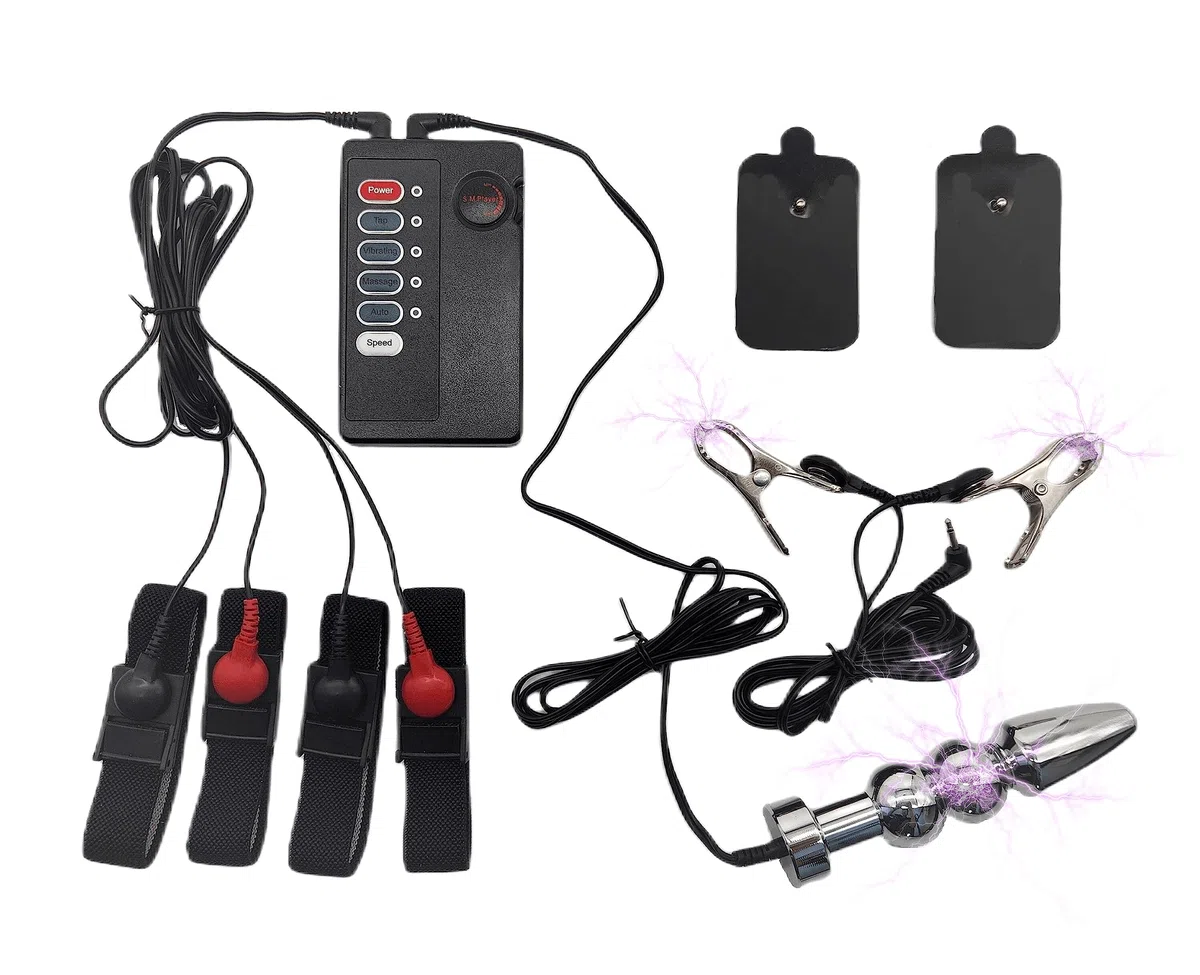 Shock Elettrico Plug Anale e Morsetti per Capezzoli Sex Toy per Masturbazione Anello per Pene massaggio Stimolazione elettrica Adulti SM Per uomo Donna Coppie