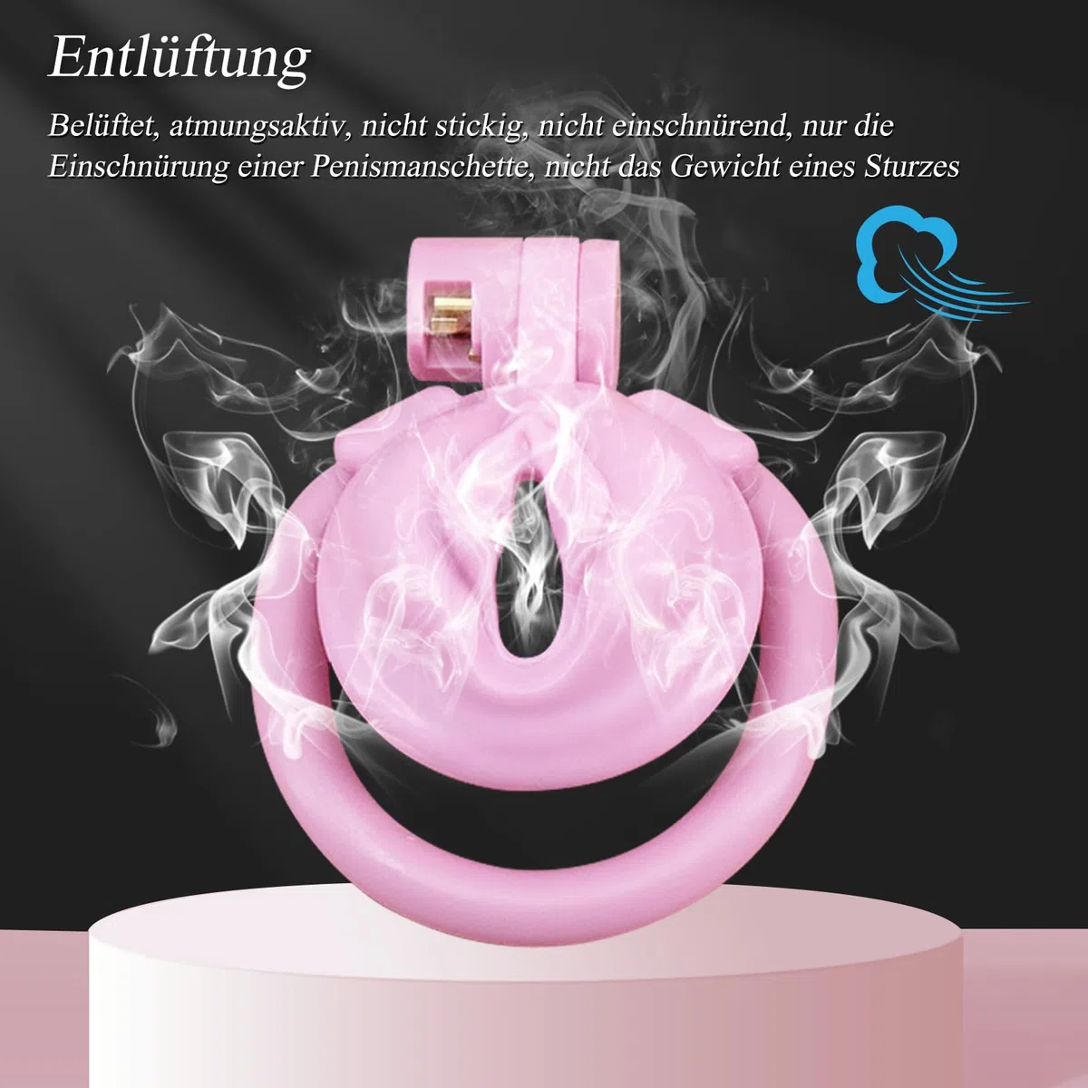 BDSMJOY Chastity cage con 4 Cock rings, Forma delle labbra cock cage per sissy, Gabbia di castità per pene piccolo, gabbia castità per uomo, gabbietta di castità per uomo (Rosa)