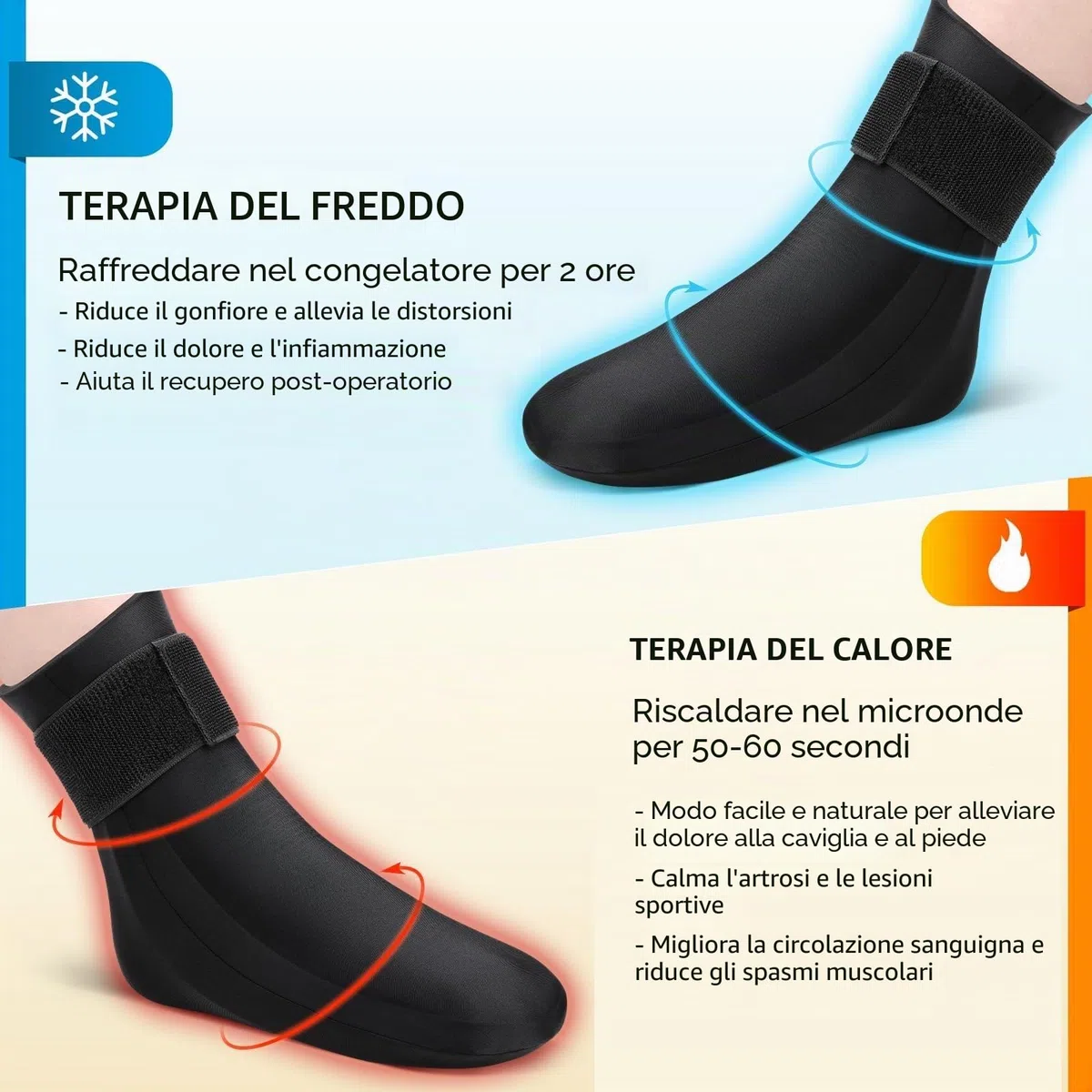 ABUBU Calzino per terapia a freddo e calore, calzino in gel riutilizzabile, cavigliera, fascite plantare, artrite, gonfiore, distorsione, dolore ai piedi, caviglia, infortuni
