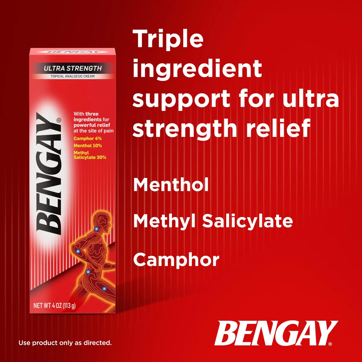Crema Bengay Ultra Strength Sollievo dal Dolore, analisi topica per artrite minore, dolori muscolari, articolari e Schiena, 113 g, 1 Pack - 4 oz - 115 mg