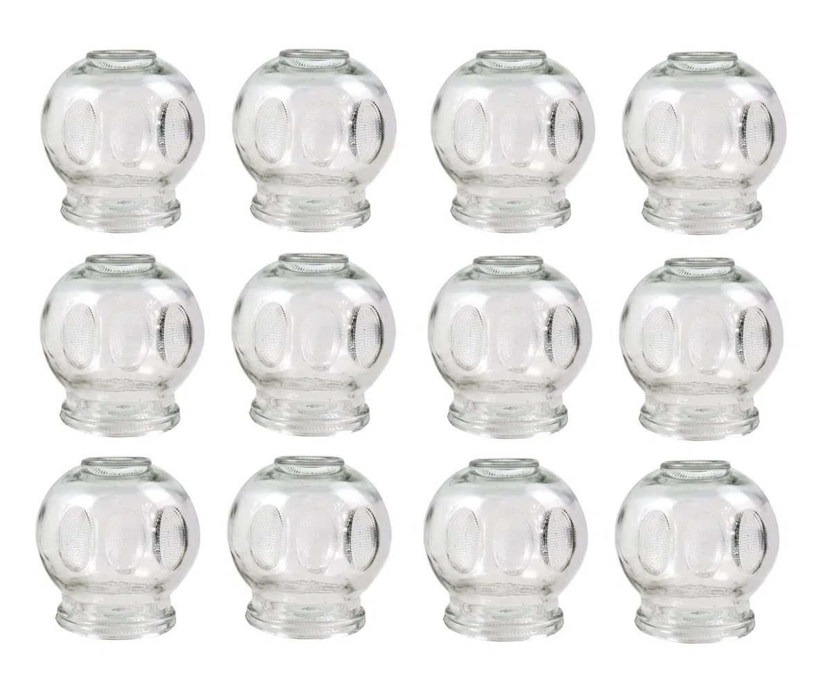 Set di coppette in vetro, coppette per il fuoco, massaggio sottovuoto per il rilassamento muscolare e il sollievo dal dolore, coppettazione Hijama Hacamat, terapia, Cupping Banki (12 pezzi, 4,5 cm)