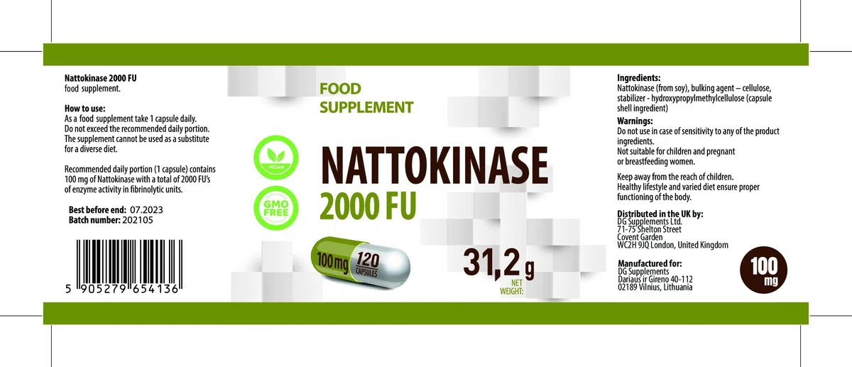 Hepatica Nattokinase | 100 mg | 20.000 FU/g | 120 capsule vegane | Nattochinasi | GMP & Testato da Laboratorio Indipendente