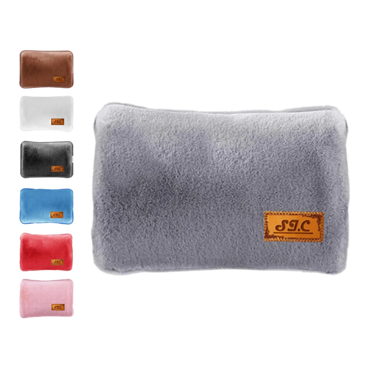 Borsa Acqua Calda Elettrica in Peluche; 500W, Scaldino Elettrico Scaldamani, Scalda Mani e Piedi in Casa, a Letto, per Giornate Fredde, Dolori Mestruali e Muscolari (Grigio)