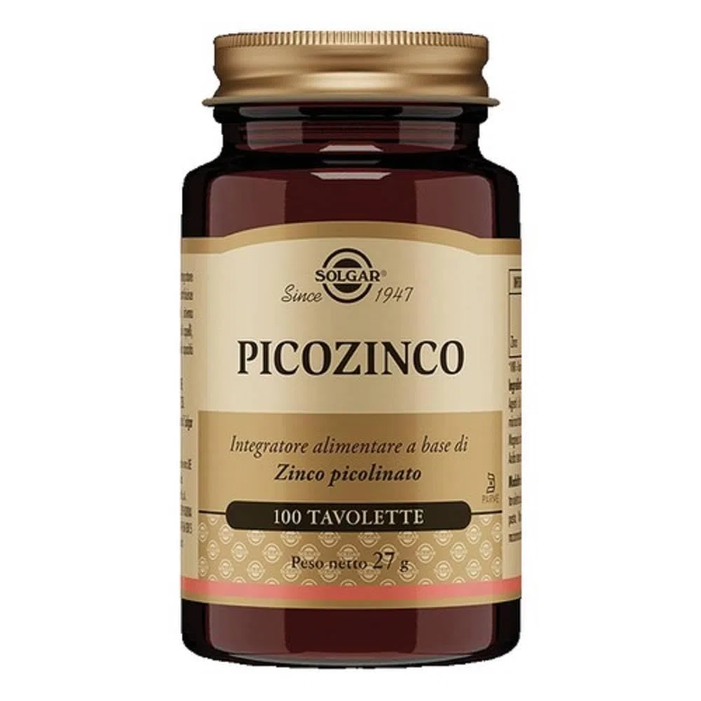 Solgar PICOZINCO – Zinco picolinato ad alta biodisponibilità, 100 tavolette