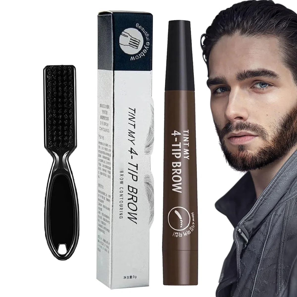 Penna per barba - Penna per riempimento barba resistente all'acqua - Matita per capelli con copertura lunga durata, riempitivo per barba per trucco barba, finitura naturale, riparazione baffi Qumiuu