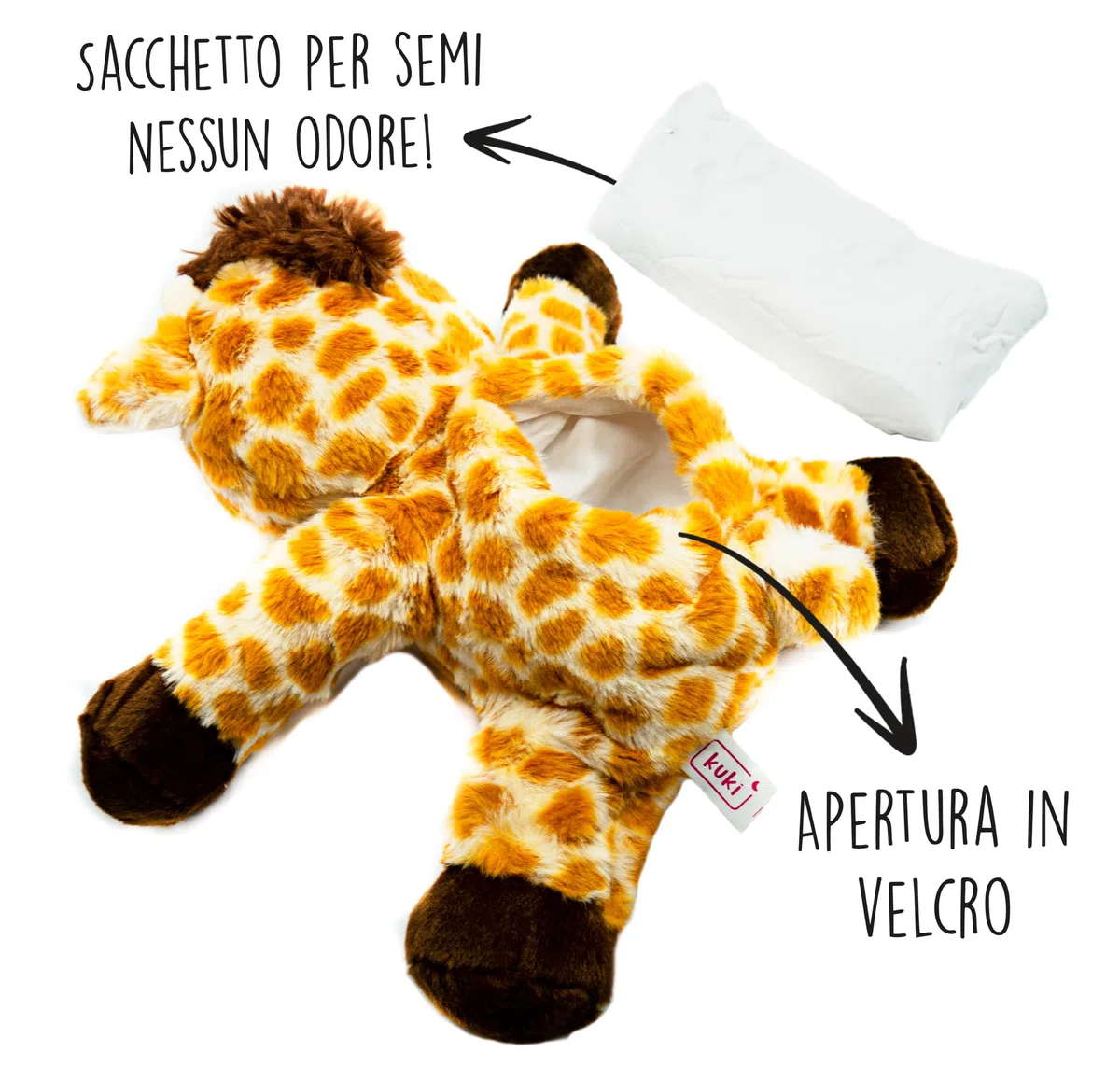 Peluche Riscaldabile al Microonde (23 cm) - Morbido e Caldo, Ideale per Alleviare le Coliche nei Neonati - Giraffa di Peluche da Abbracciare e Dormire - Sacchetto di Semi Estraibile