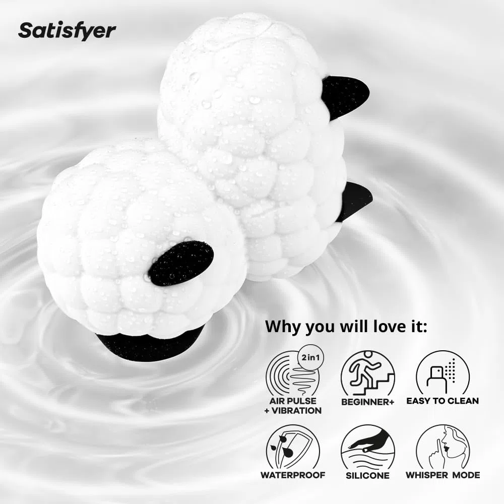 Satisfyer Dreamy Sheep, vibratore da donna a onde di pressione | stimolatore clitorideo con 2 motori | onde di pressione e vibrazione controllabili separatamente | impermeabile | in silicone
