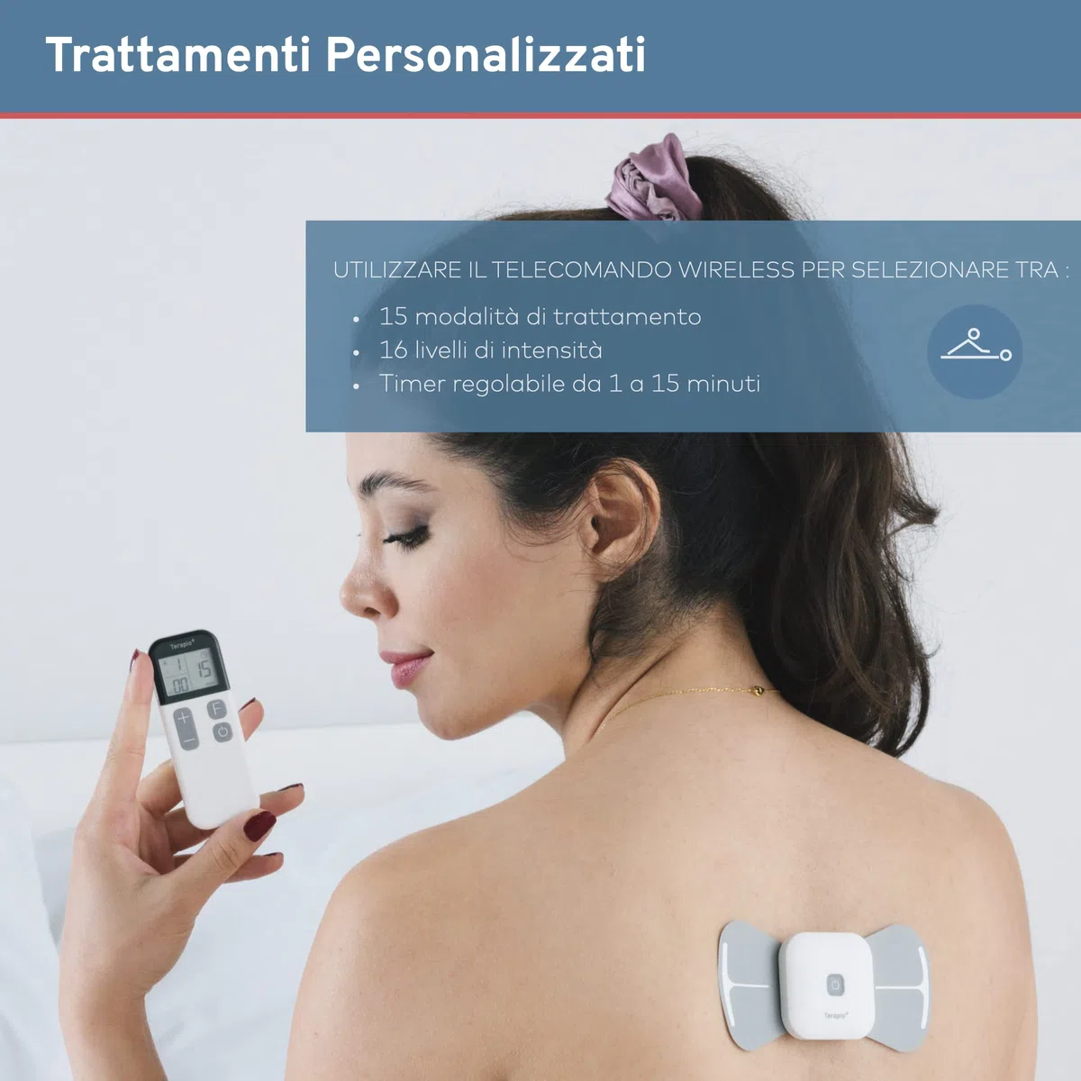 Elettrostimolatore Antidolorifico TENS Wireless. Dispositivo TENS portatile Senza Fili. Elettrostimolatore Muscolare con Telecomando. Ricaricabile 15 modalità per il Trattamento del Dolore