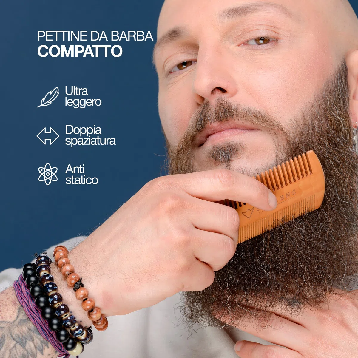 Kit Barba Uomo Sapiens Barbershop - Set Cura Barba Barba con Olio Barba e Balsamo Barba Biologico 100% Naturale Certificato ECOCERT, Pettine barba, Spazzola barba, Forbici, Borsa - Fatto in Francia