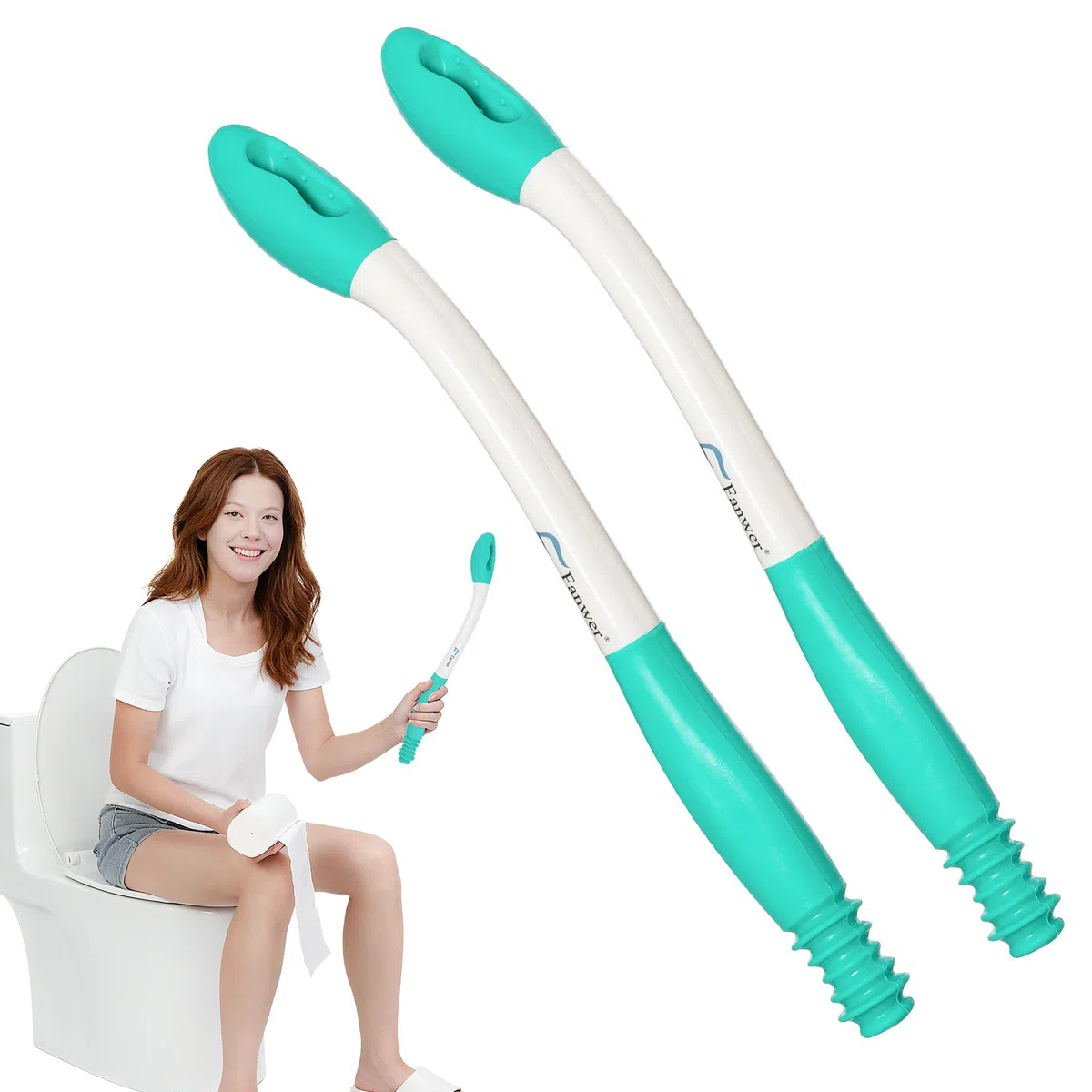 Bottom Wiper 2PCS, Easy Wipe Ausili per la Toilette, Manico Lungo Self Wipe, Comfort Tergicristallo, Salviette per Toilette per Le Donne Anziane e in Gravidanza Self Wipe Aiuto per più igiene