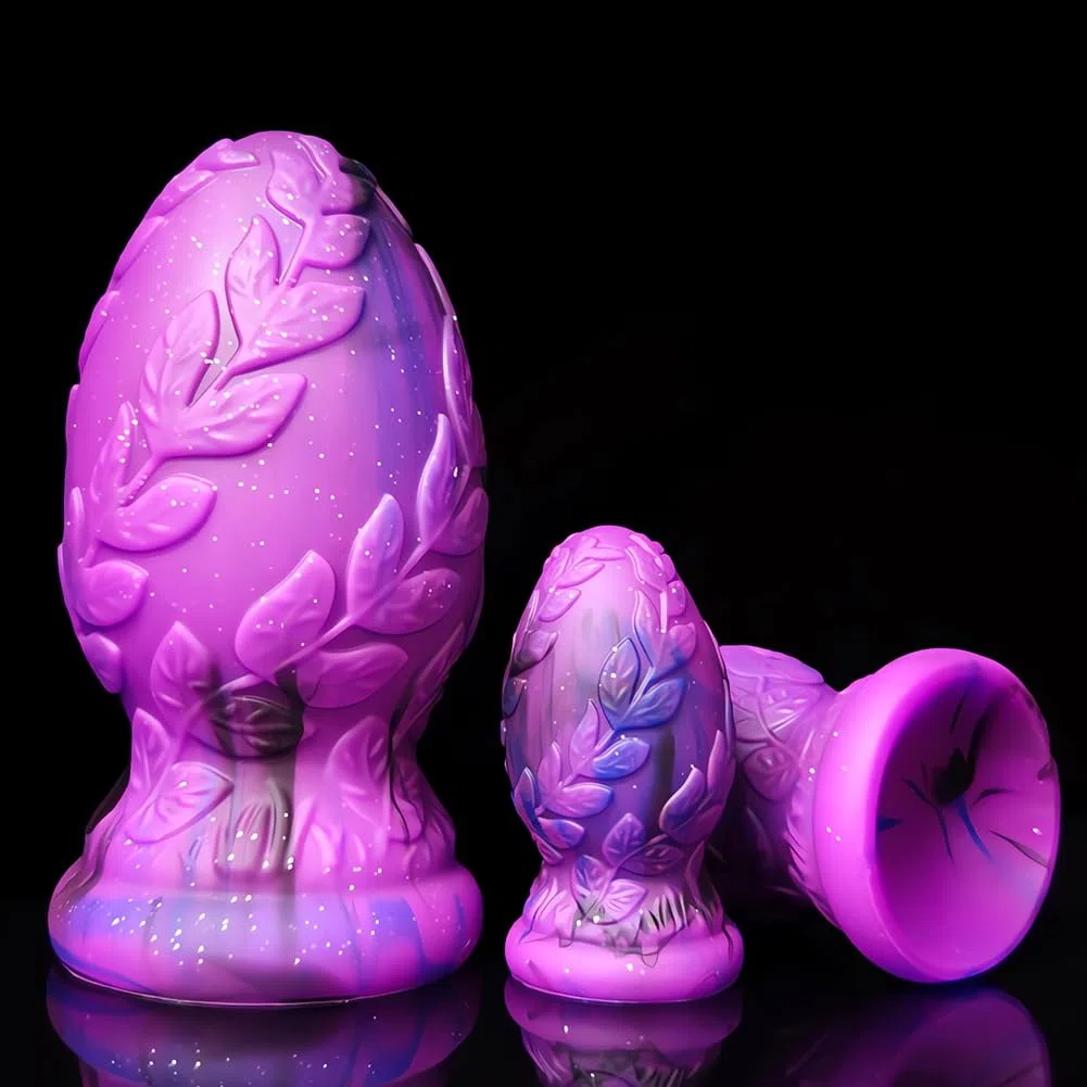 SXOVO Anal Plug Butt Plugs con forte ventosa 3D Leaf Pattern Fantasy Dildo anale Prostata G-Spot Stimolazione Sex Toy Dragon Eggs Anal Plug per donne uomini coppie (L)