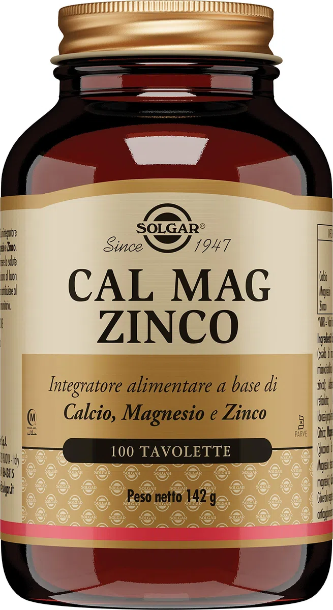 Solgar CAL MAG ZINCO, 100 tavolette – Calcio, Magnesio e Zinco – ossa, denti e funzione muscolare