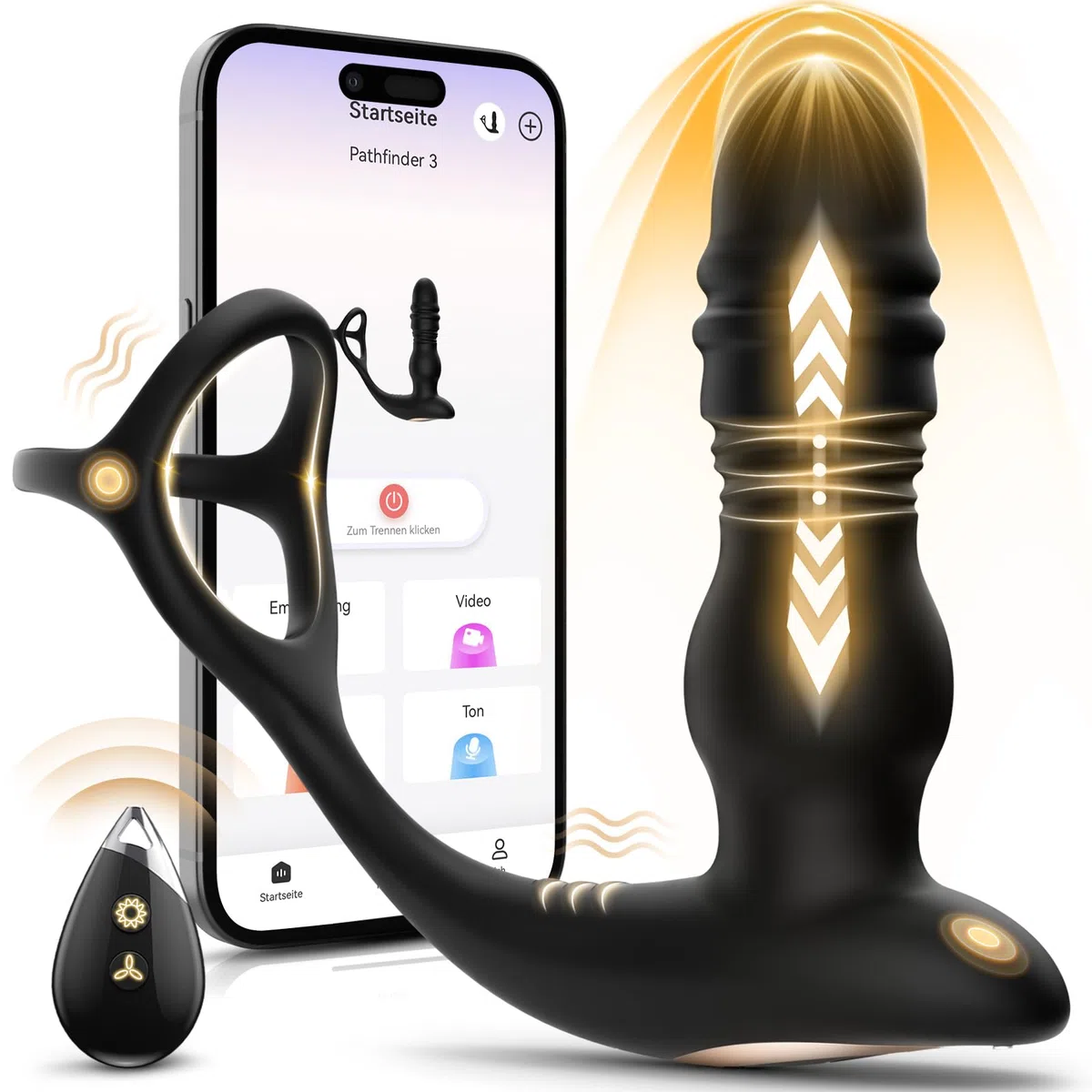 Sex Toy Vibratori Anali Vibratore Dildo, Plug Analesex con 7 funzioni di shock 7 Vibrazioni Stimolazione della Prostata da uomo con Anello fallico, Vibratore Anale Dex Toy Dildo