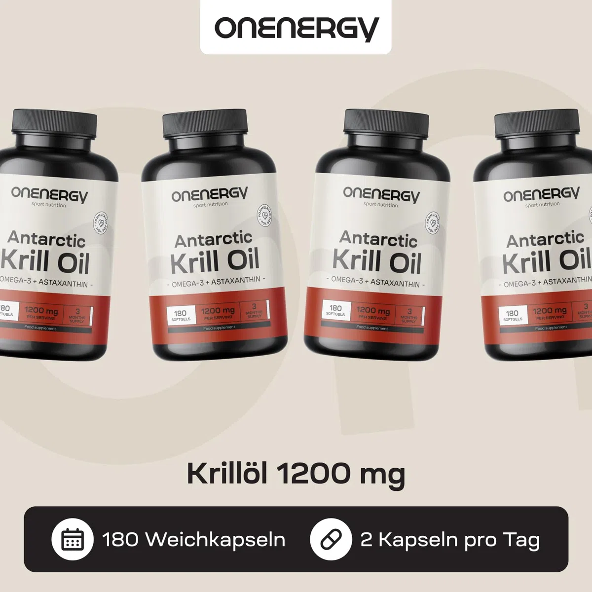 Olio di Krill 1200 mg - Omega-3, Colina e Astaxantina - 180 Capsule Molli - Olio di Krill Antartico- Funzione Cardiaca e Epatica - Supporto al Metabolismo dei Grassi -Senza Glutine e Lattosio