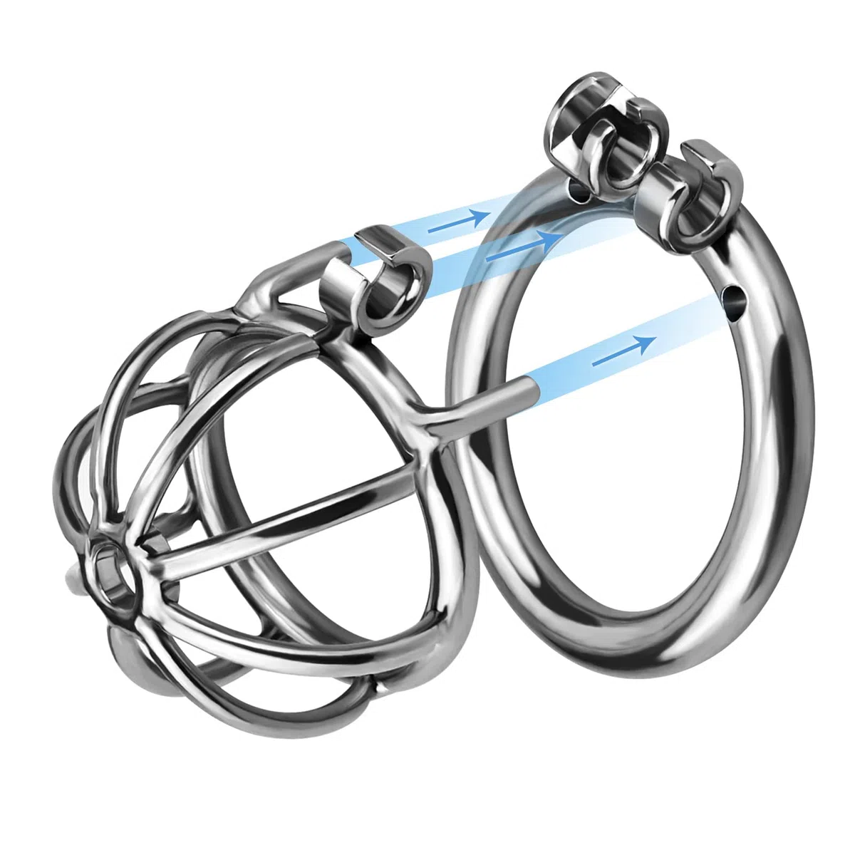 Roluck acciaio inox cintura di castità per gli uomini metallo castità gabbia del pene con blocco bloccato pene esercizio Bondage argento (4,5cm)