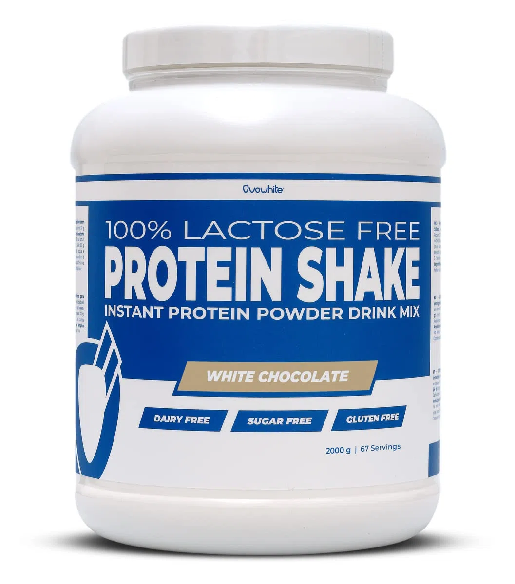100% Egg Protein Shake Lactose Free/Gluten Free/Sugar Free - Proteine in Polvere Isolate dell'Uovo (White Chocolate, 2000 g)