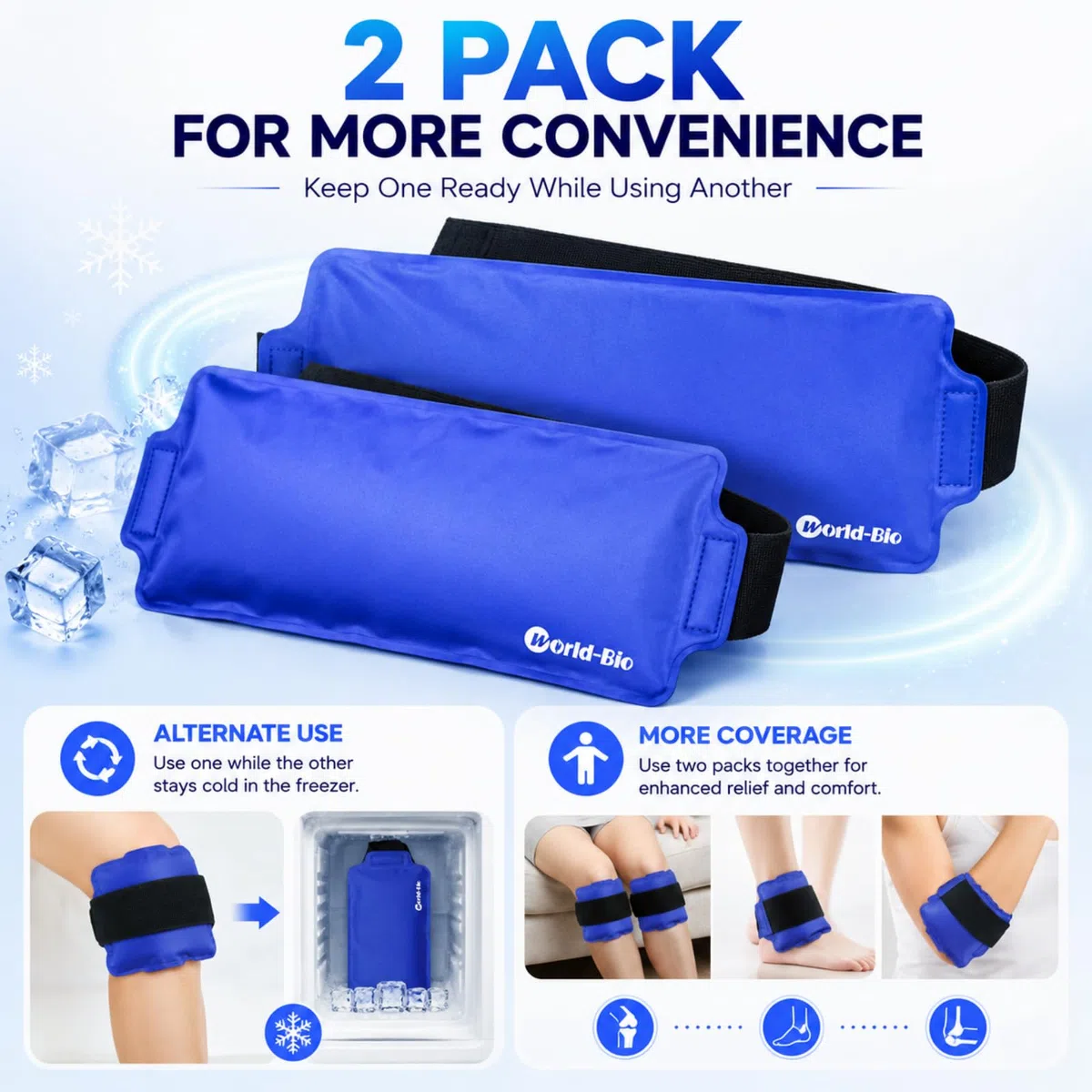 2 impacchi di ghiaccio in gel per infortuni sportivi, impacchi freddi per ginocchia, impacchi di ghiaccio flessibili riutilizzabili per ginocchia, caviglie e dolori al polso