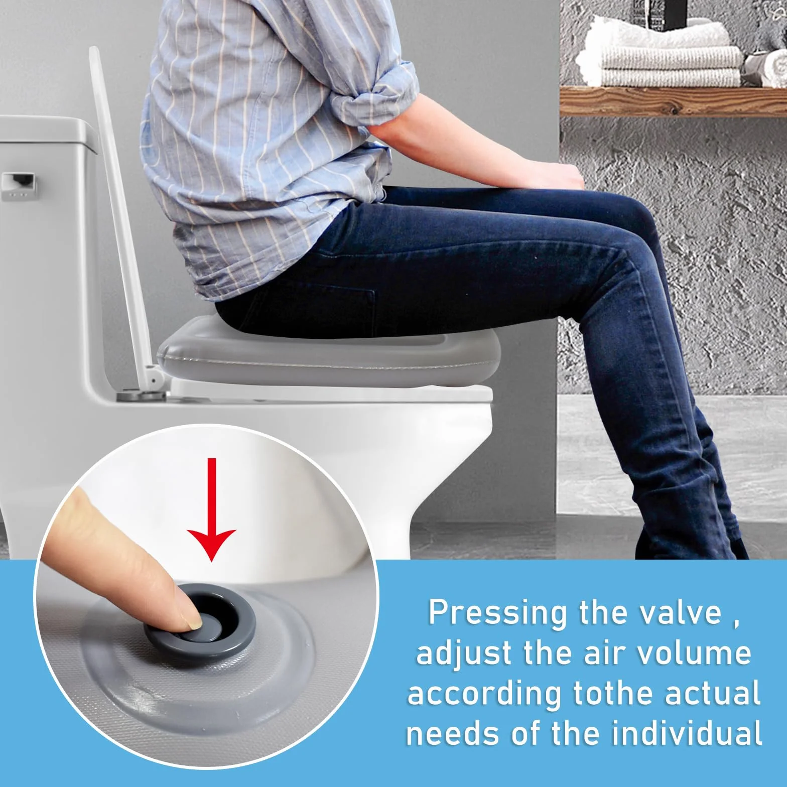 Vegena Cuscino gonfiabile per WC con ventosa, sedile WC regolabile in altezza, impermeabile, per adulti disabili anziani