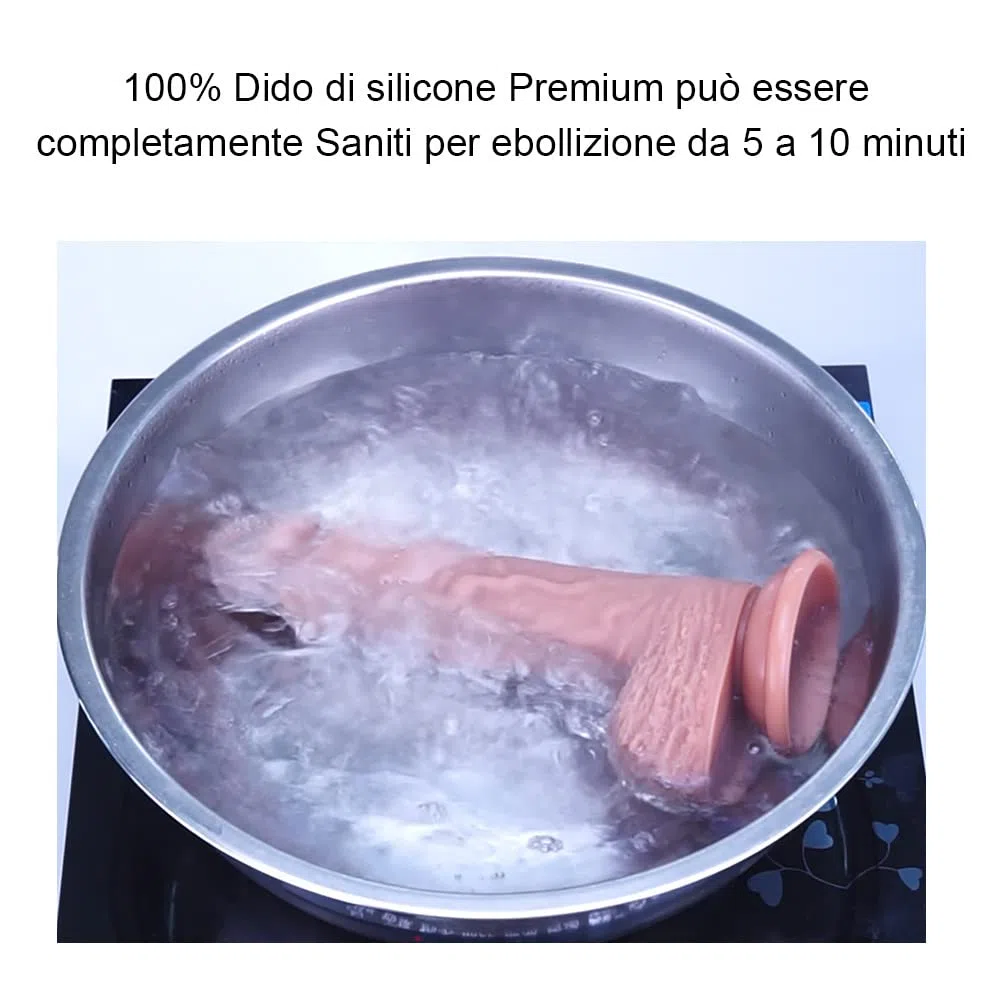 Dildo realistico in silicone da 22cm per principianti con a forte ventosa per gioco a mani libere, dildo anale con asta curva e palline, toys sesso per lei