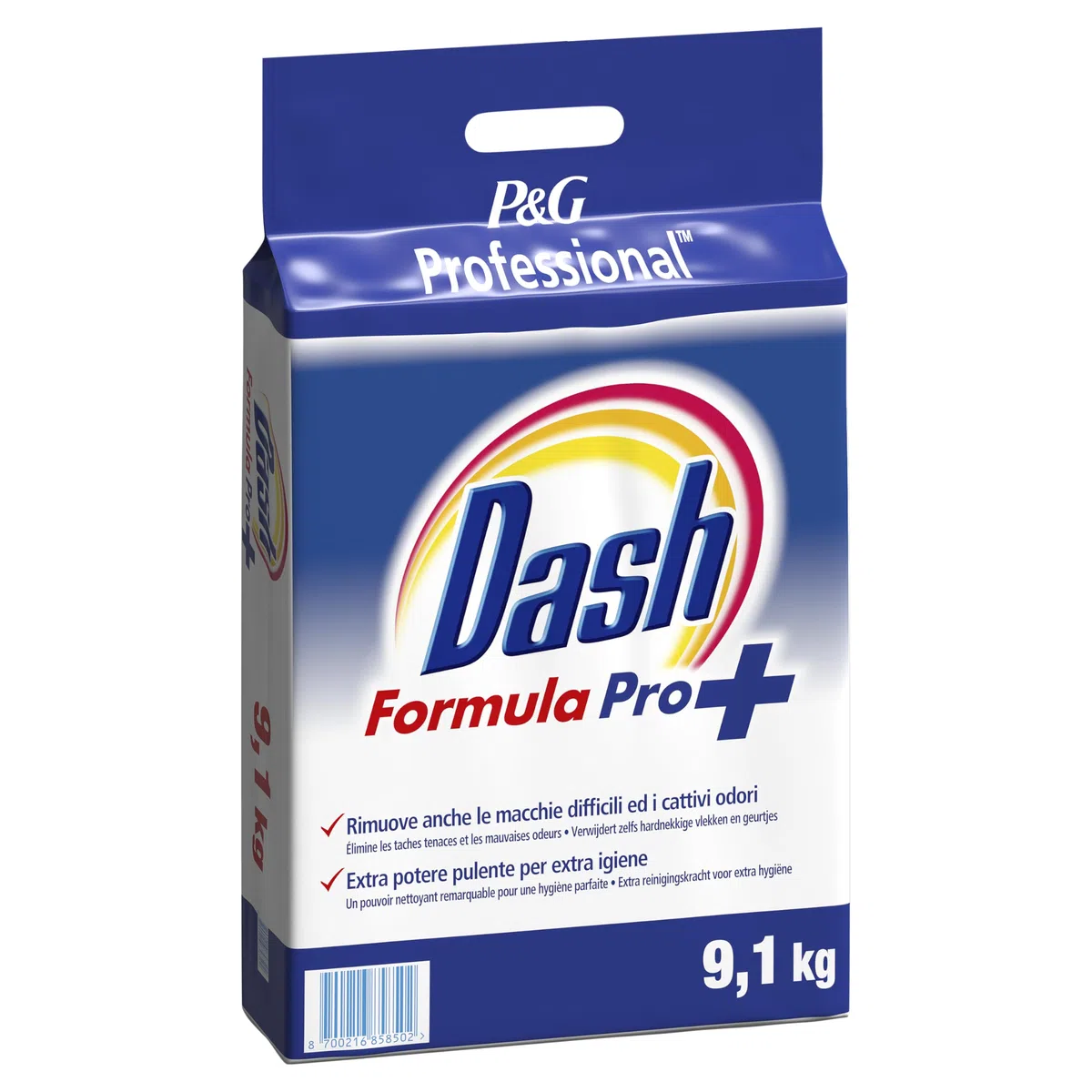 Dash Professional Formula Pro Plus, Detersivo Lavatrice Polvere Professionale 130lavaggi 9.1kg Rimuove Anche le Macchie piu' Difficili ed i Cattivi Odori, Bianco Straordinario Per Bucato Professionale