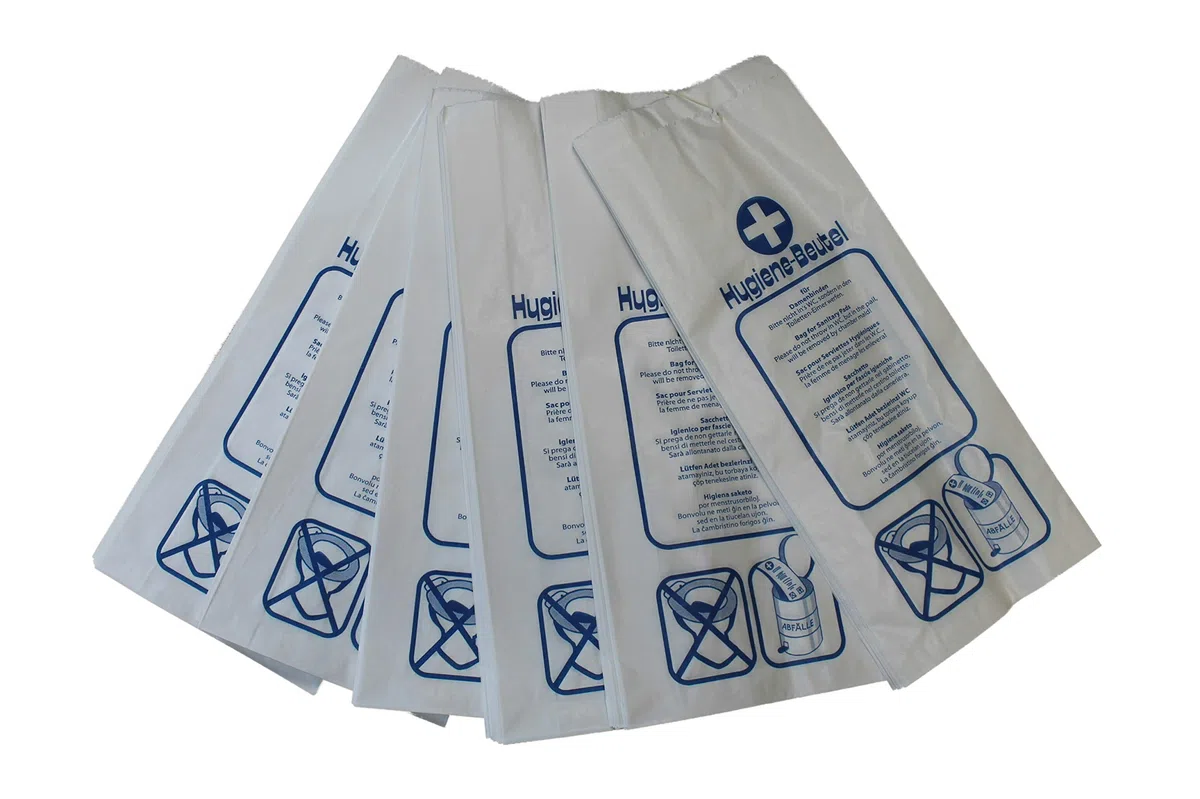 1000 SACCHETTI IGIENICI hygienetüten per assorbenti e TAMPONI 12 + 5 x 28 cm