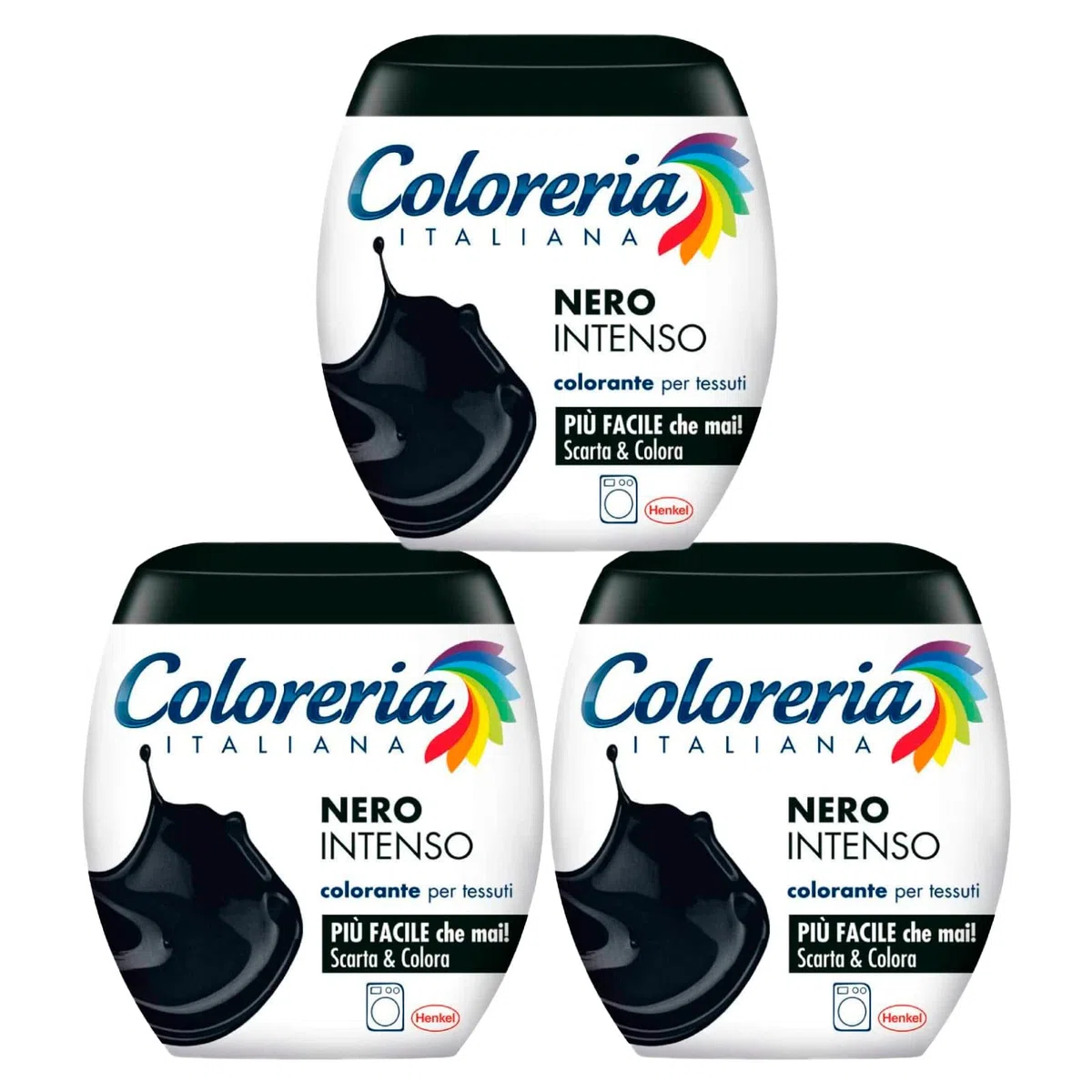 GREY 3x Coloreria Italiana Colorante per Tessuti per Lavatrice Colore Nero Intenso Ravviva o Cambia il Colore dei Capi - 3 Confezioni Monodose