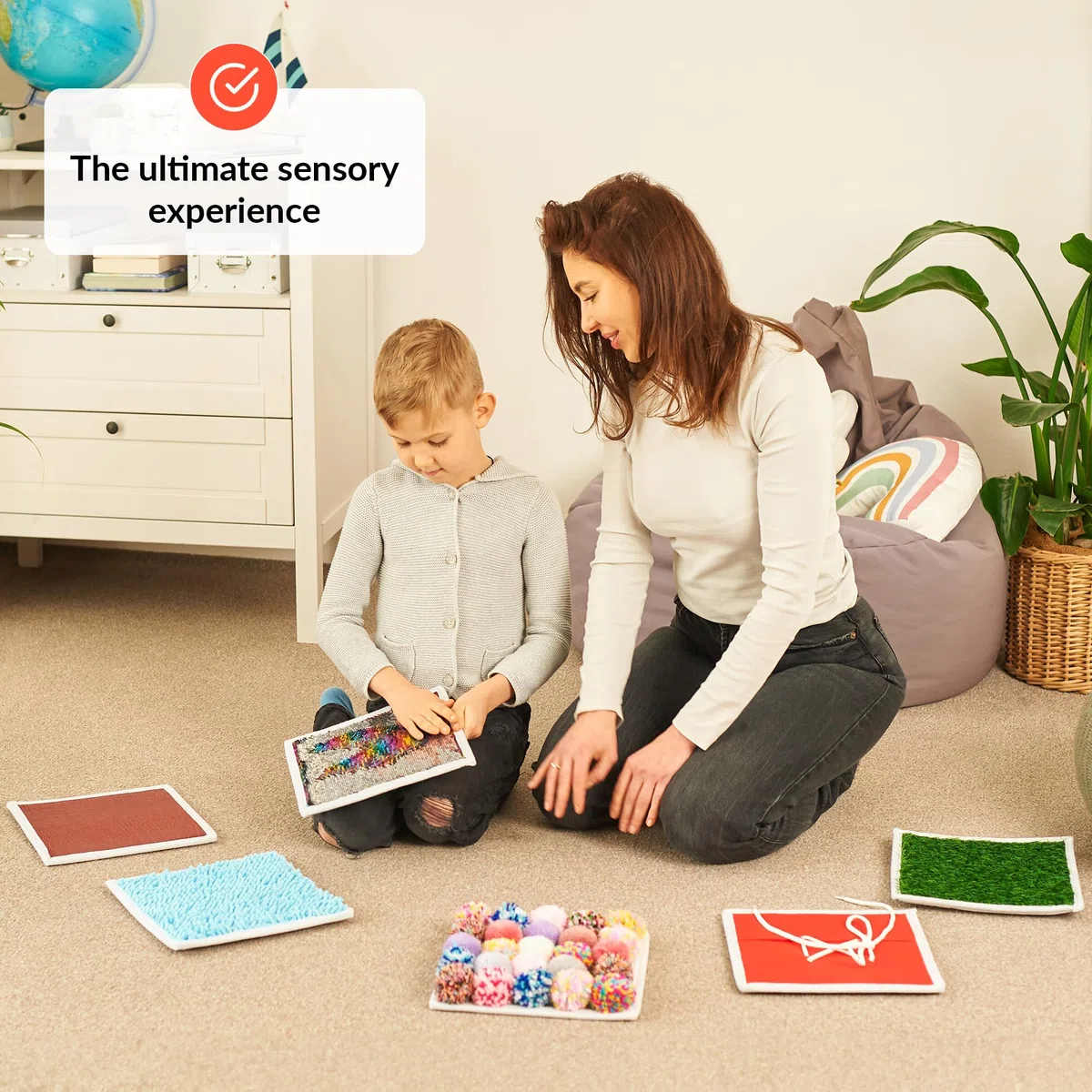 Tappetini Sensoriali | Pannelli Sensoriali Per Bambini | Oggetti Indispensabili Per La Camera Sensoriale | Accessori Per Bambini Con Esigenze Sensoriali | Tappetino Tattile | Sensory Wall | 6 Pz