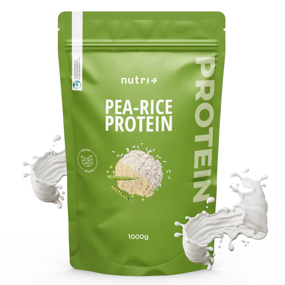 Proteine del Pisello + Riso neutre 1 kg - Proteina vegana in Polvere senza Soia, Zucchero, Lattosio o Edulcorante, Sucralosio - Natural Protein 1000 g - 77% Contenuto proteico